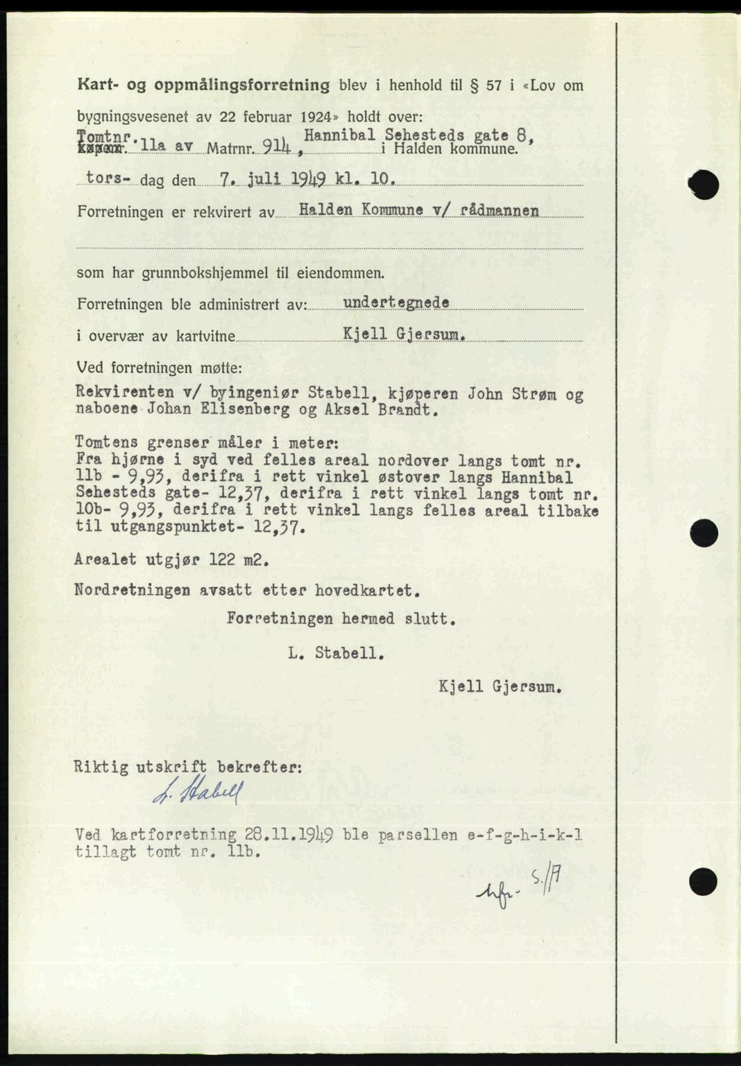 Idd og Marker sorenskriveri, AV/SAO-A-10283/G/Gb/Gbb/L0013: Mortgage book no. A13, 1949-1950, Diary no: : 2340/1949