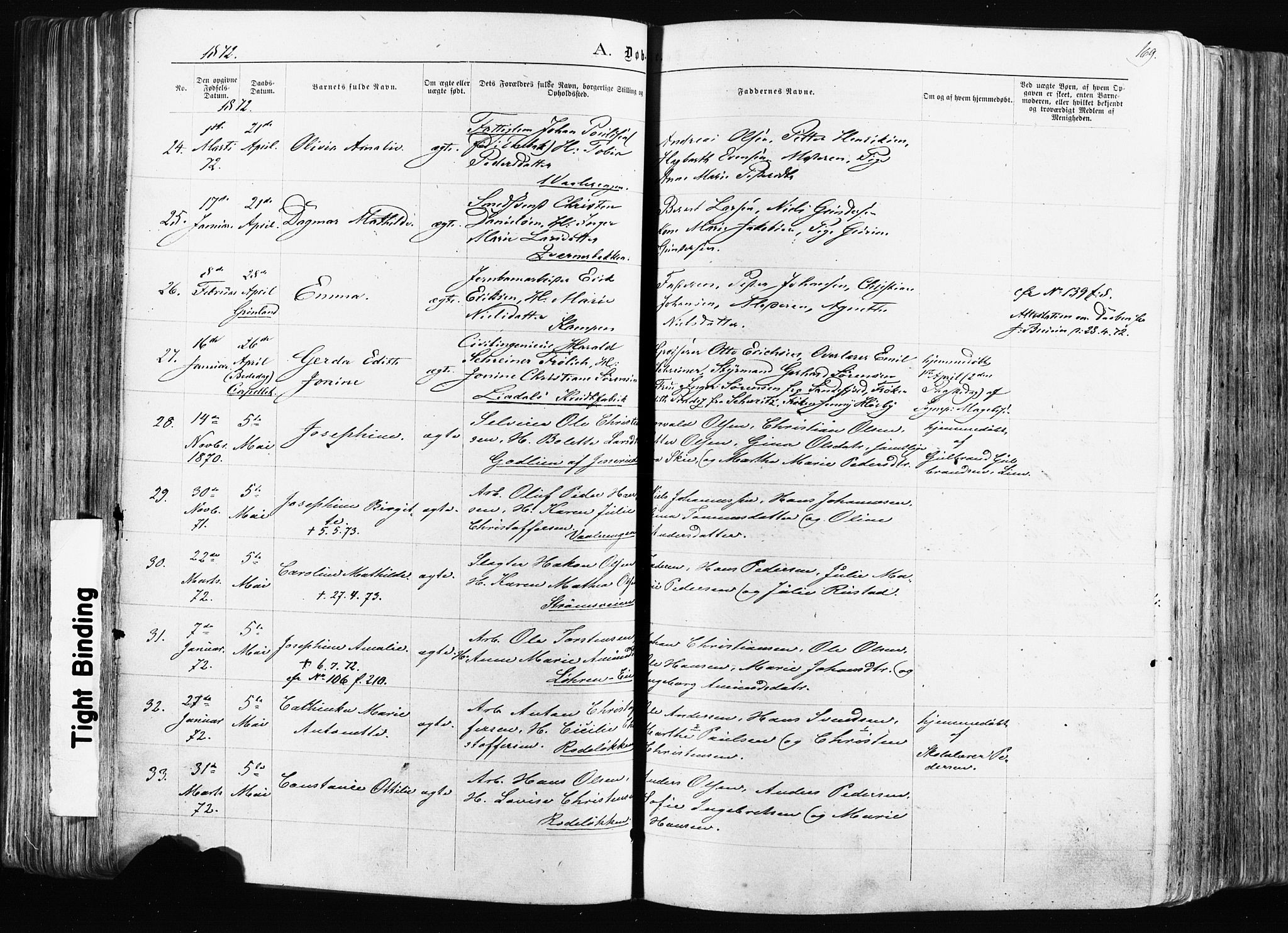 Østre Aker prestekontor Kirkebøker, AV/SAO-A-10840/F/Fa/L0003: Parish register (official) no. I 3, 1869-1875, p. 169