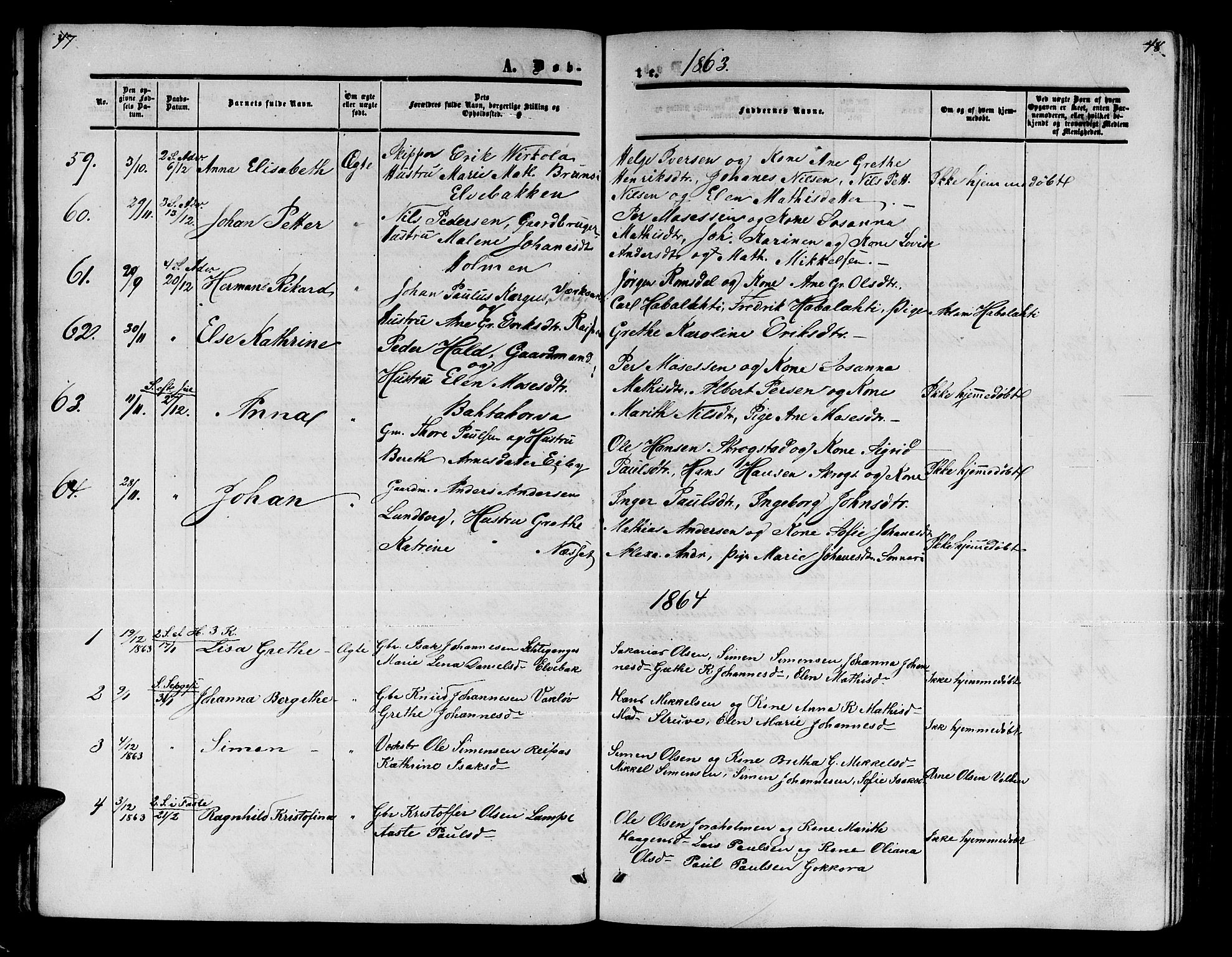 Alta sokneprestkontor, SATØ/S-1338/H/Hb/L0001.klokk: Parish register (copy) no. 1, 1858-1878, p. 47-48