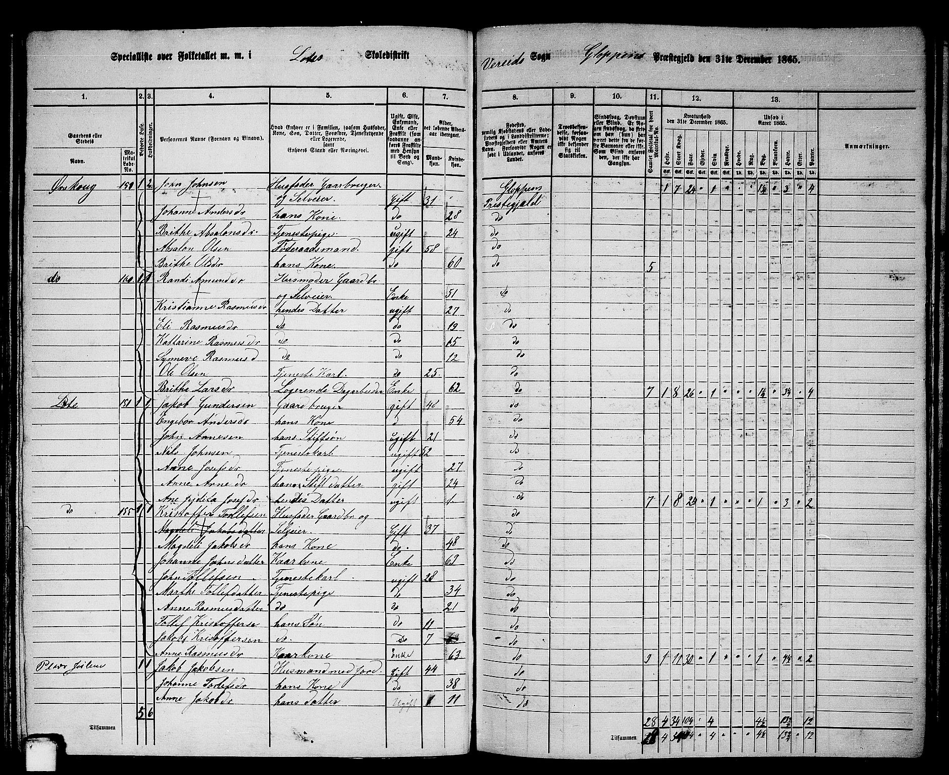 RA, 1865 census for Gloppen, 1865, p. 116