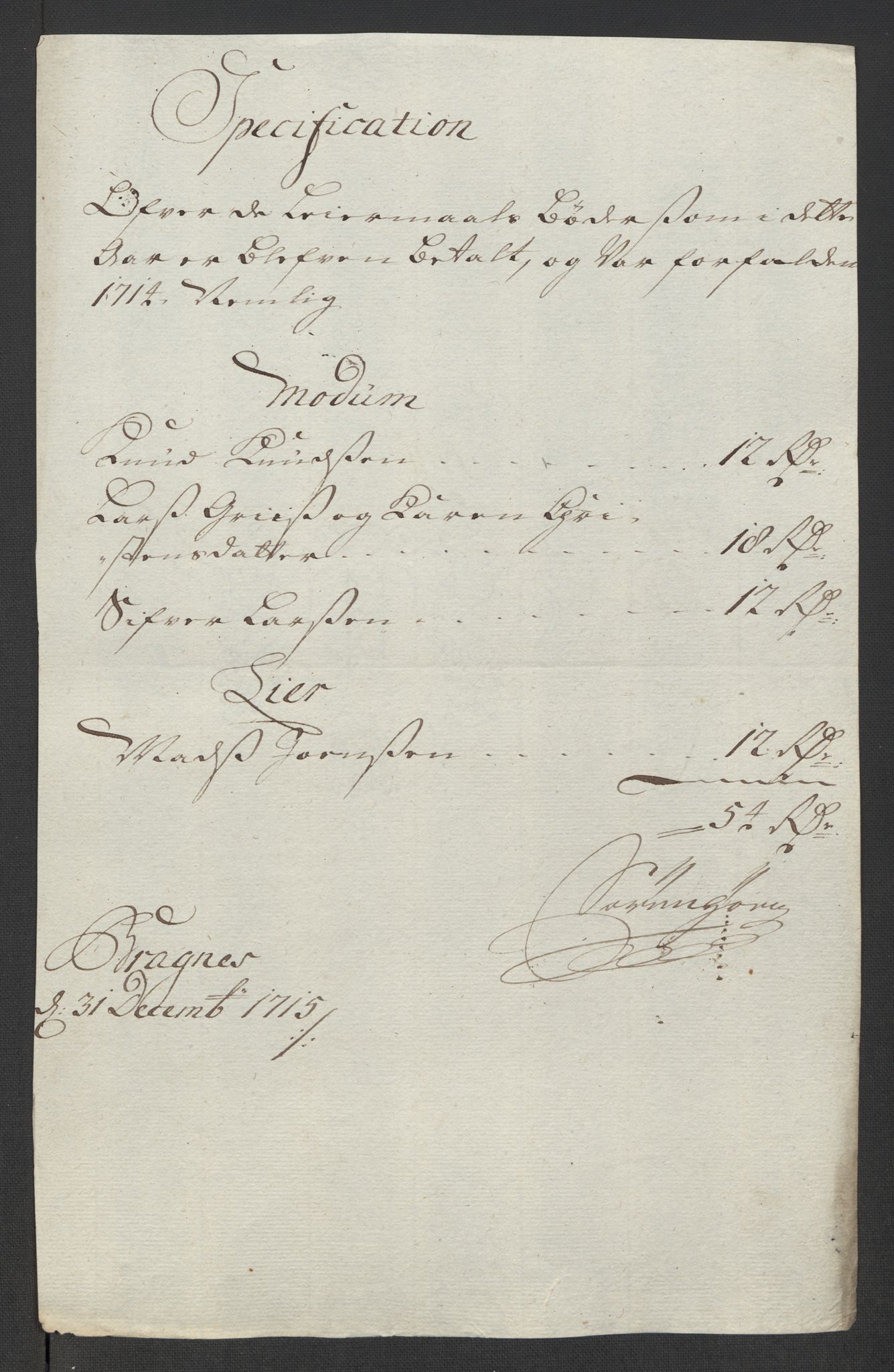 Rentekammeret inntil 1814, Reviderte regnskaper, Fogderegnskap, RA/EA-4092/R31/L1710: Fogderegnskap Hurum, Røyken, Eiker, Lier og Buskerud, 1715-1716, p. 114