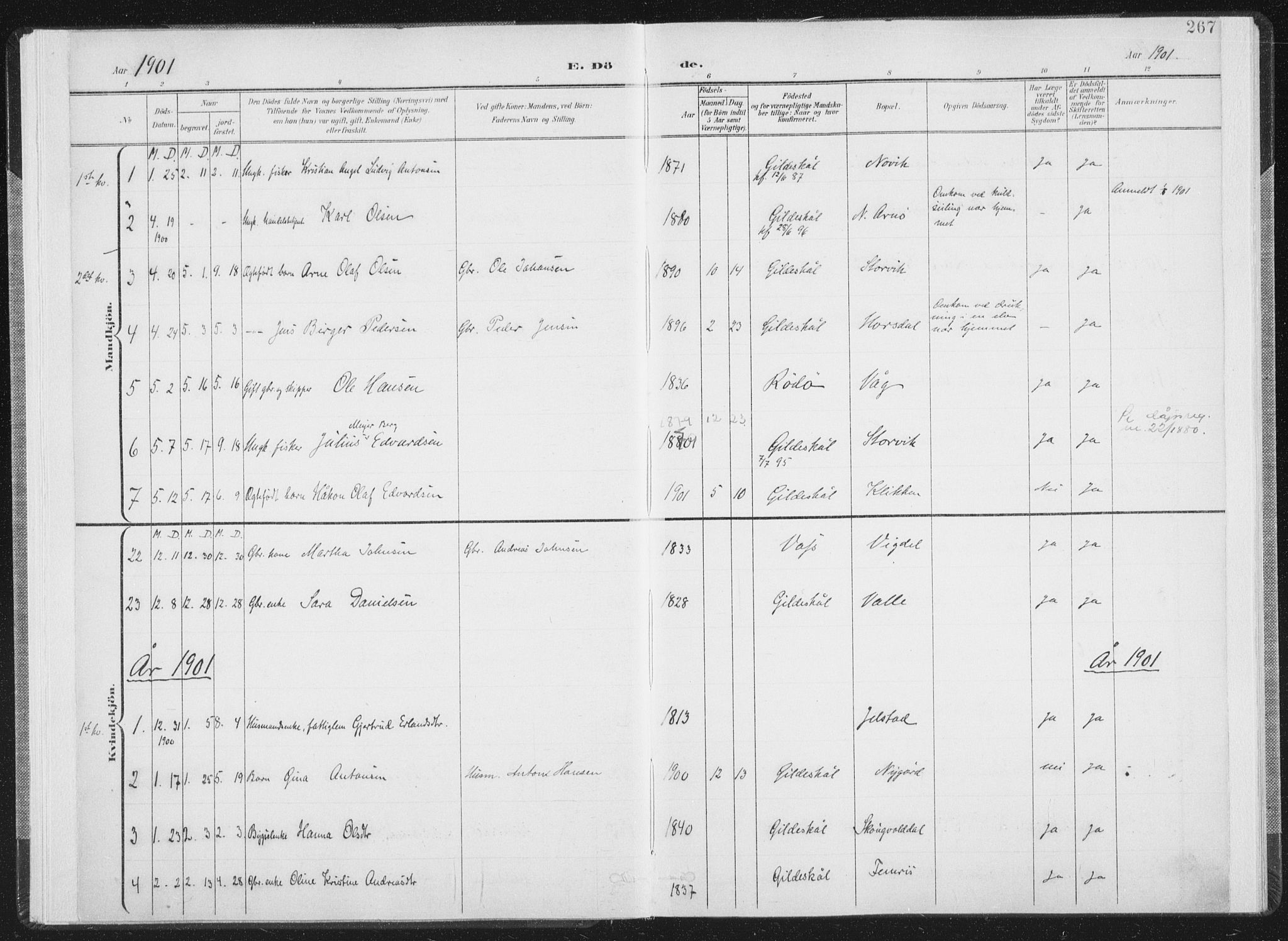 Ministerialprotokoller, klokkerbøker og fødselsregistre - Nordland, AV/SAT-A-1459/805/L0103: Parish register (official) no. 805A08II, 1900-1909, p. 267