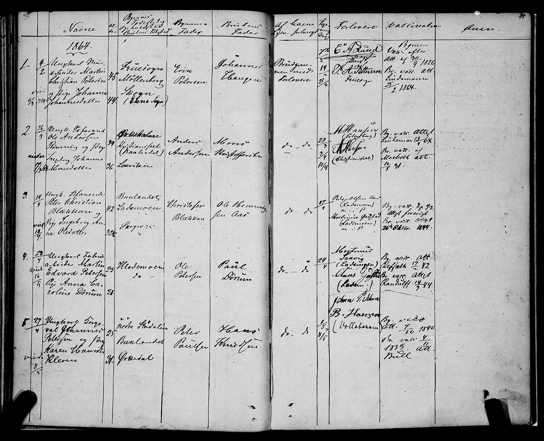 Ministerialprotokoller, klokkerbøker og fødselsregistre - Sør-Trøndelag, AV/SAT-A-1456/604/L0187: Parish register (official) no. 604A08, 1847-1878, p. 41