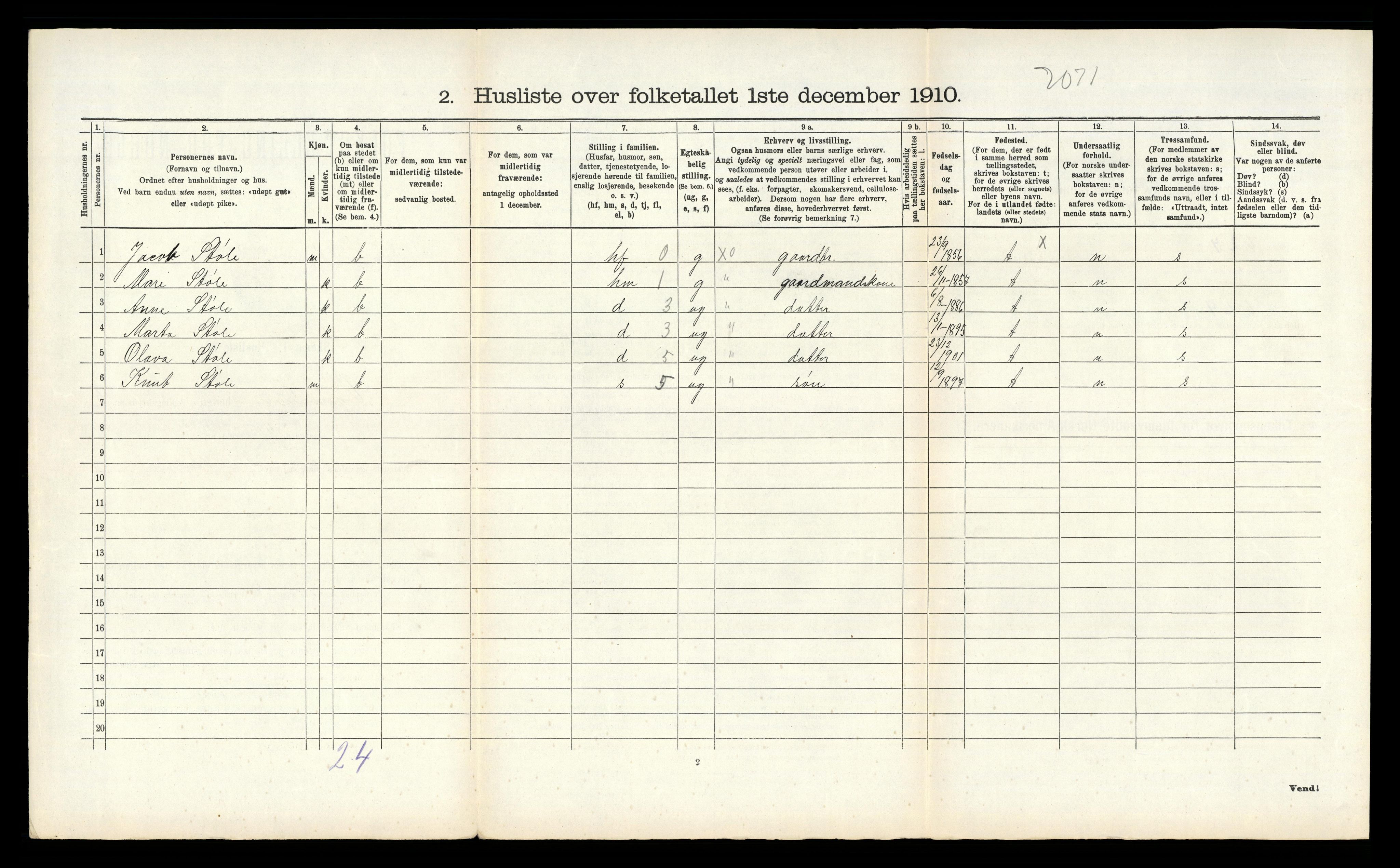 RA, 1910 census for Vegårshei, 1910, p. 203