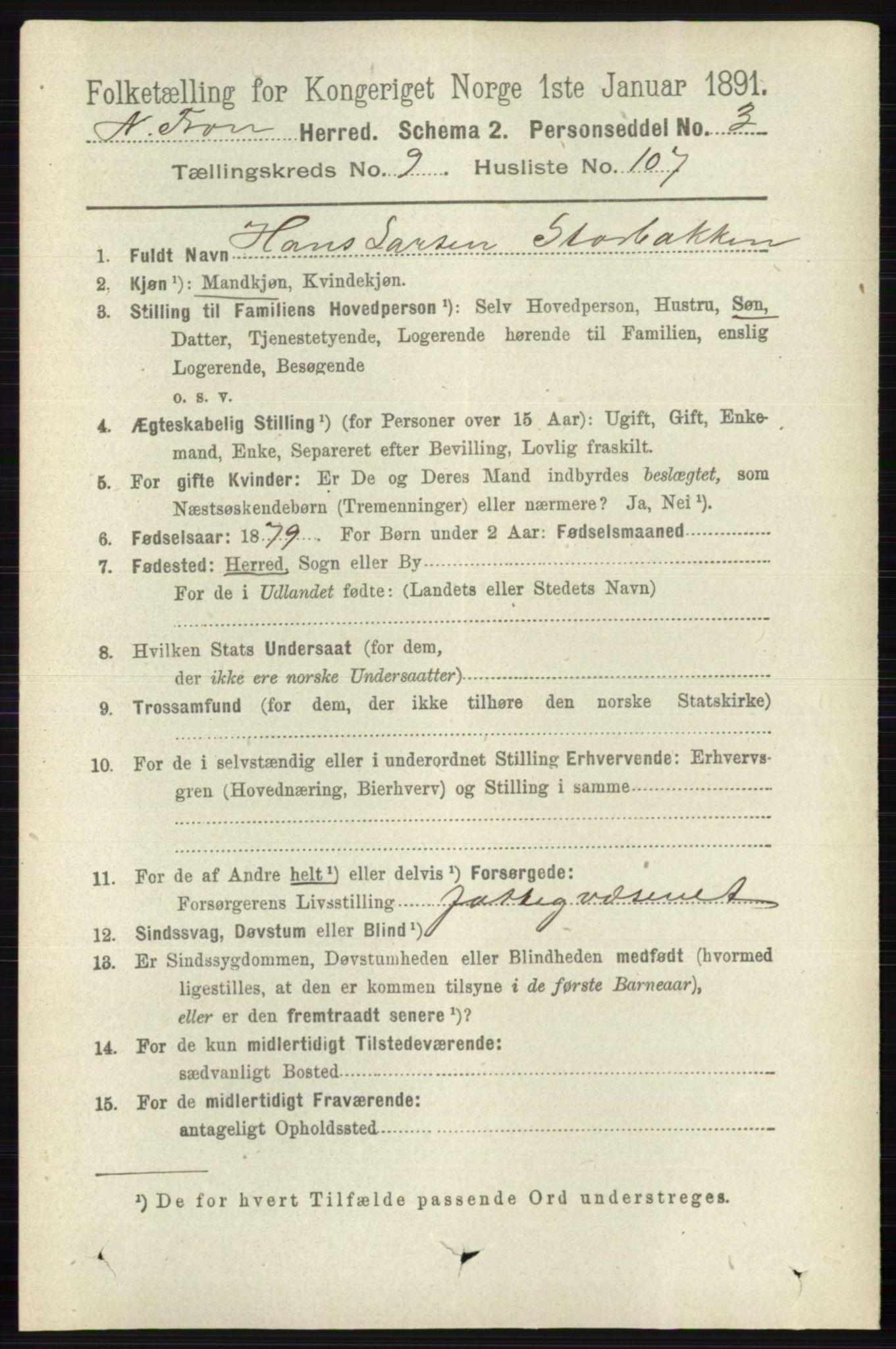 RA, 1891 census for 0518 Nord-Fron, 1891, p. 4296