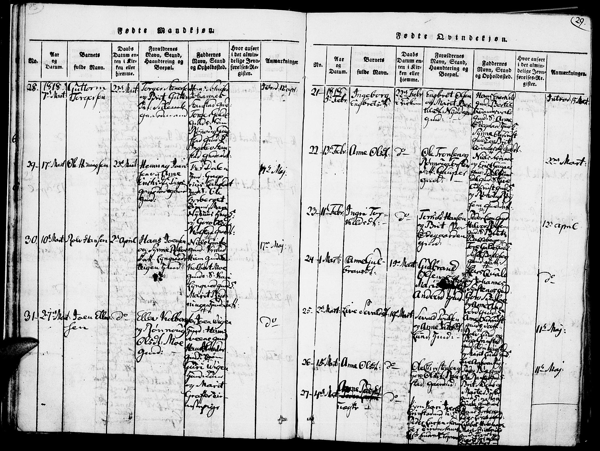 Lom prestekontor, SAH/PREST-070/K/L0004: Parish register (official) no. 4, 1815-1825, p. 29
