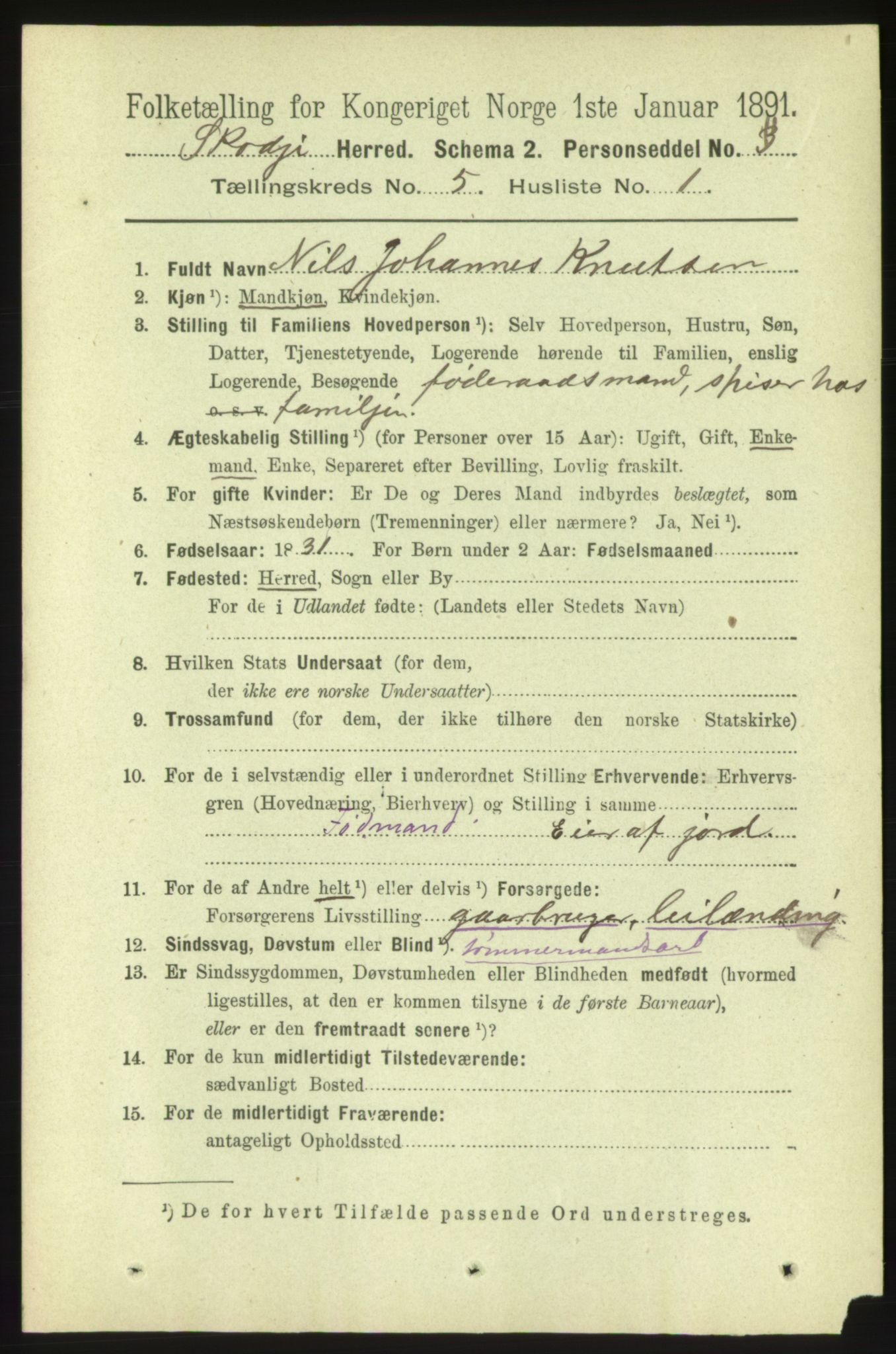 RA, 1891 census for 1529 Skodje, 1891, p. 803