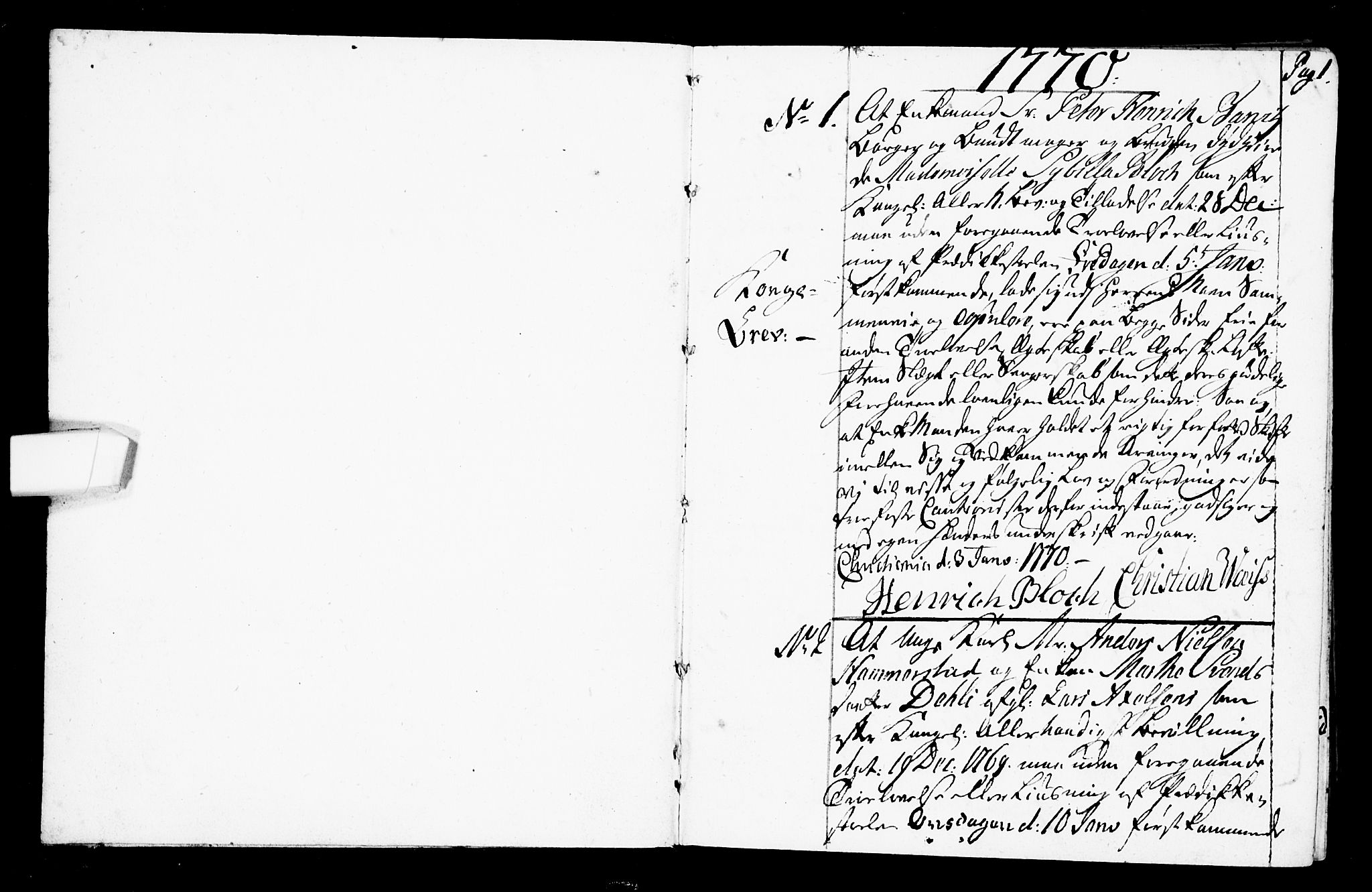 Oslo domkirke Kirkebøker, AV/SAO-A-10752/L/La/L0009: Best man's statements no. 9, 1770-1784, p. 1