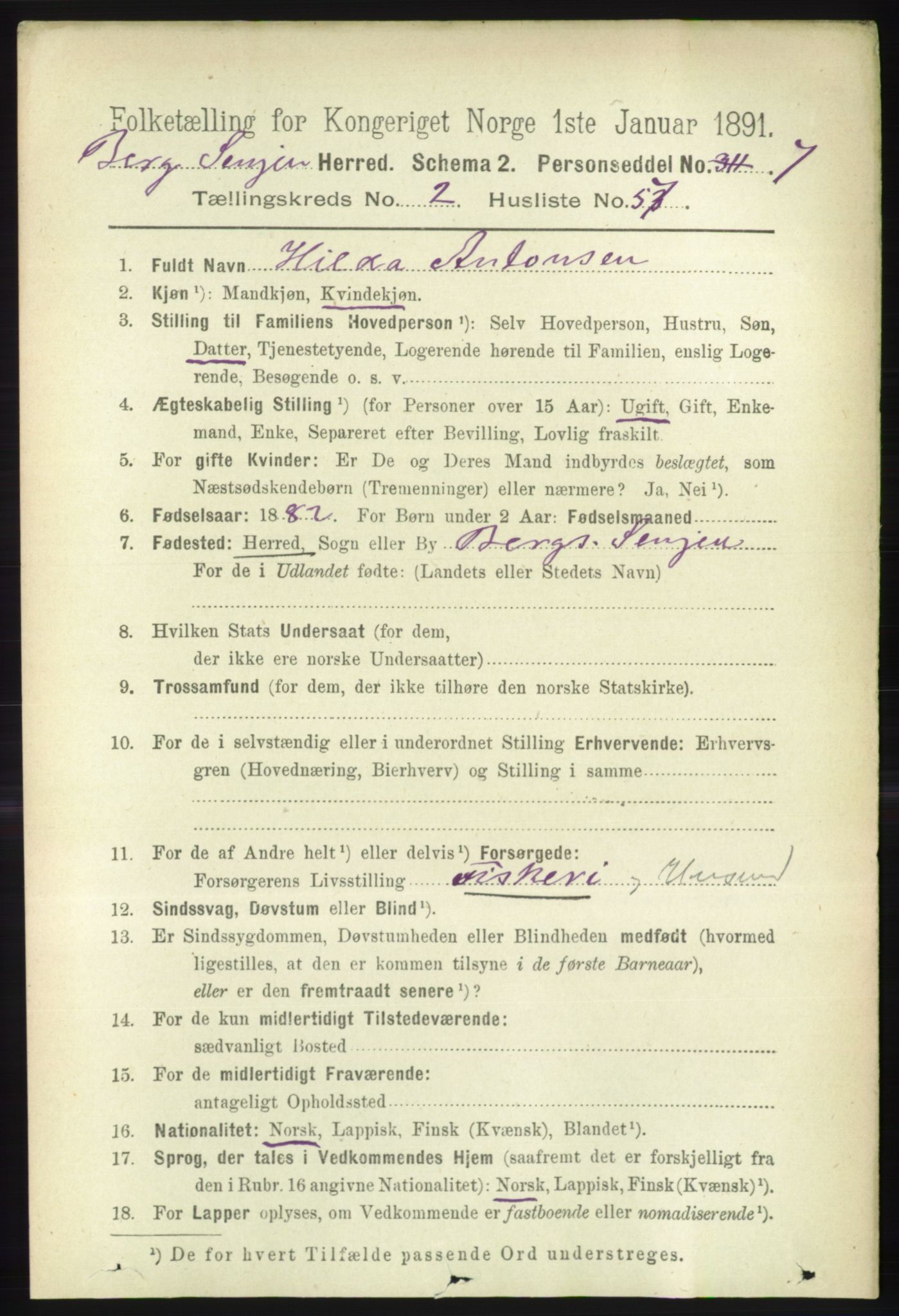 RA, 1891 census for 1929 Berg, 1891, p. 966