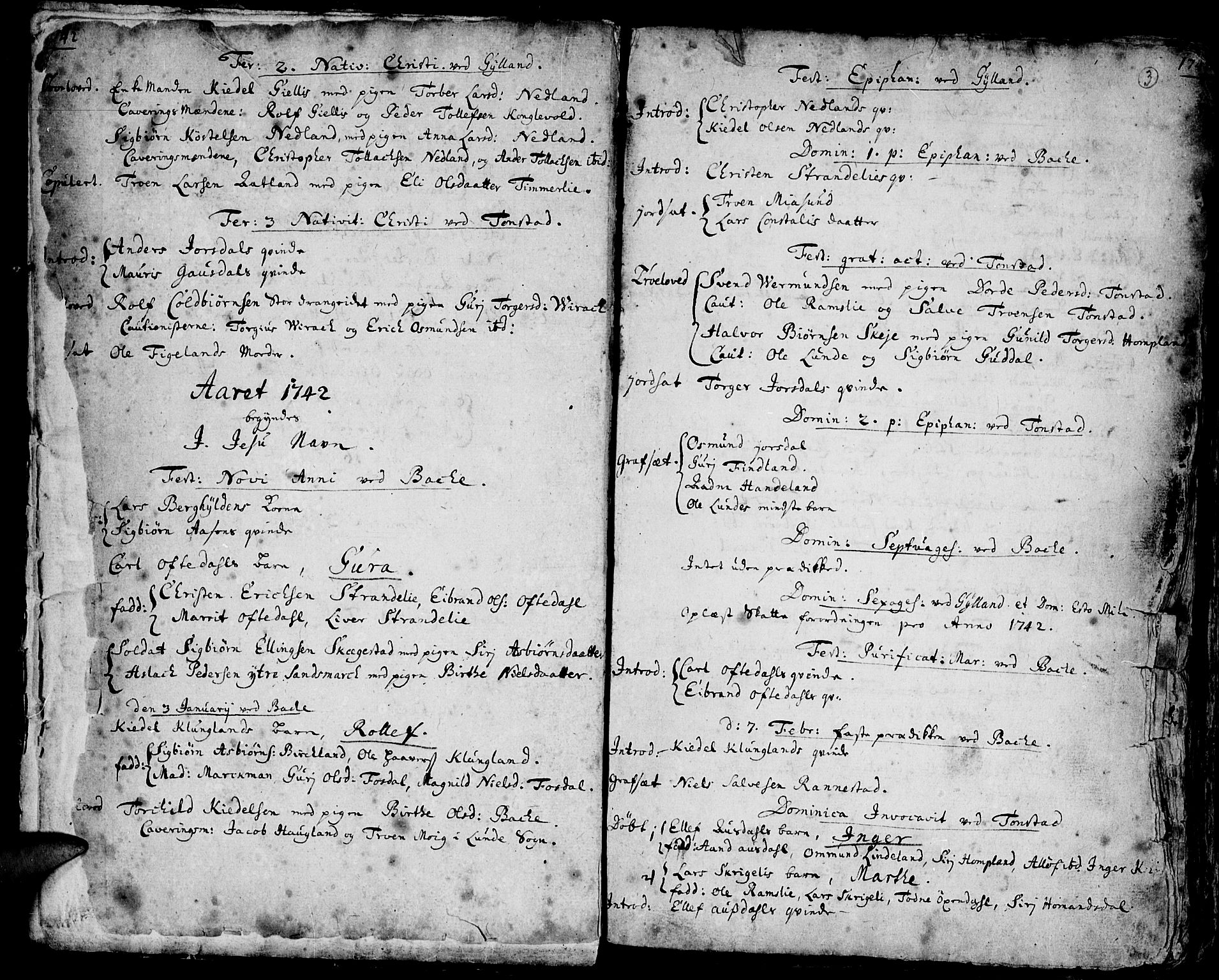 Bakke sokneprestkontor, SAK/1111-0002/F/Fa/Faa/L0001: Parish register (official) no. A 1, 1741-1780, p. 3