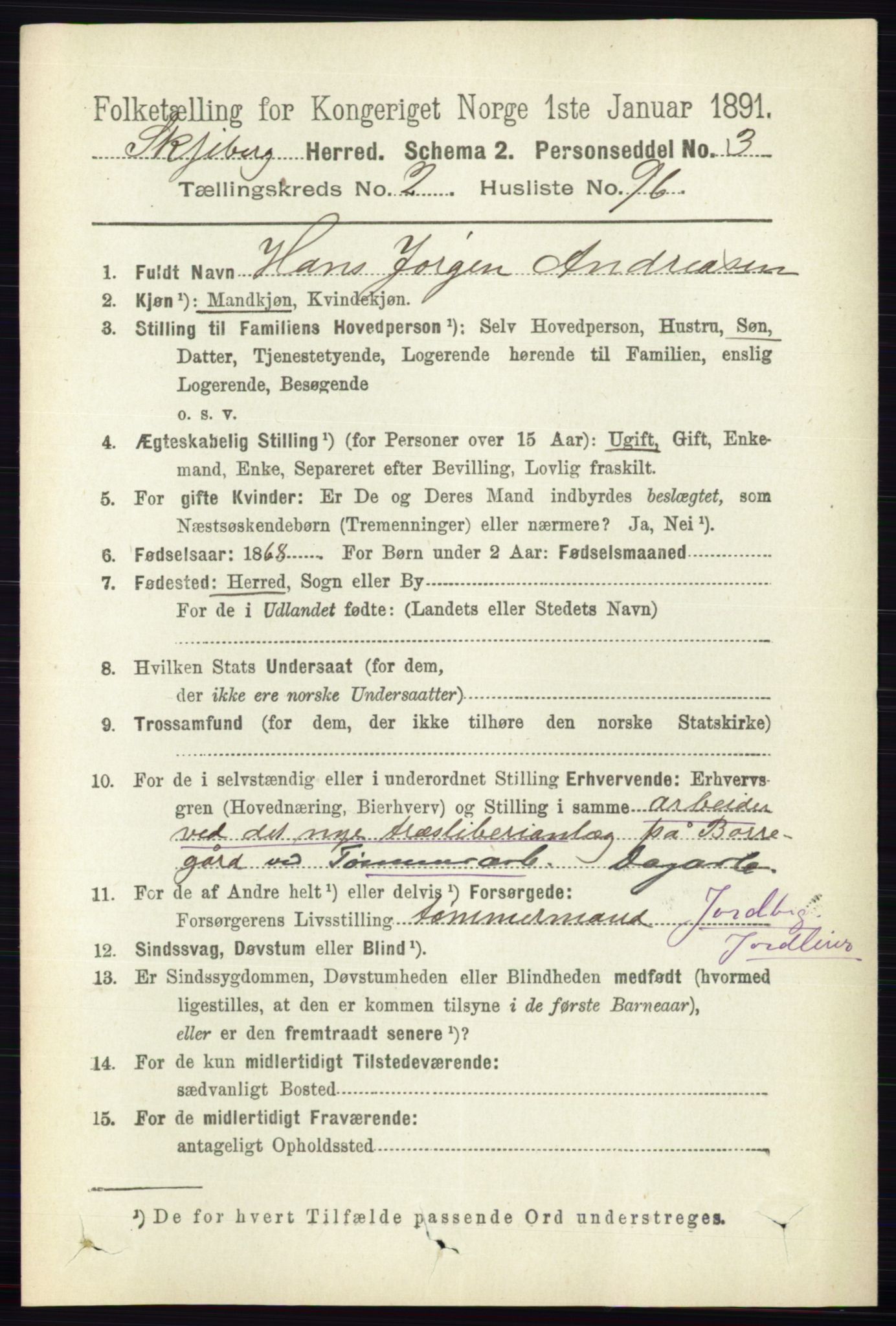 RA, 1891 census for 0115 Skjeberg, 1891, p. 1429