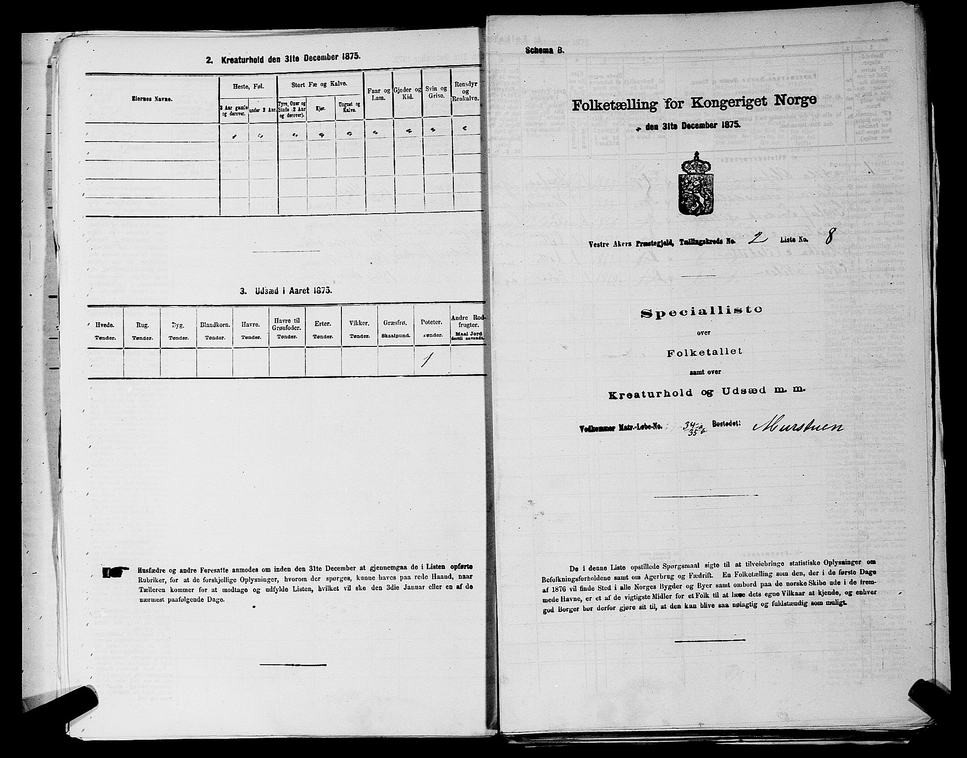 RA, 1875 census for 0218aP Vestre Aker, 1875, p. 516