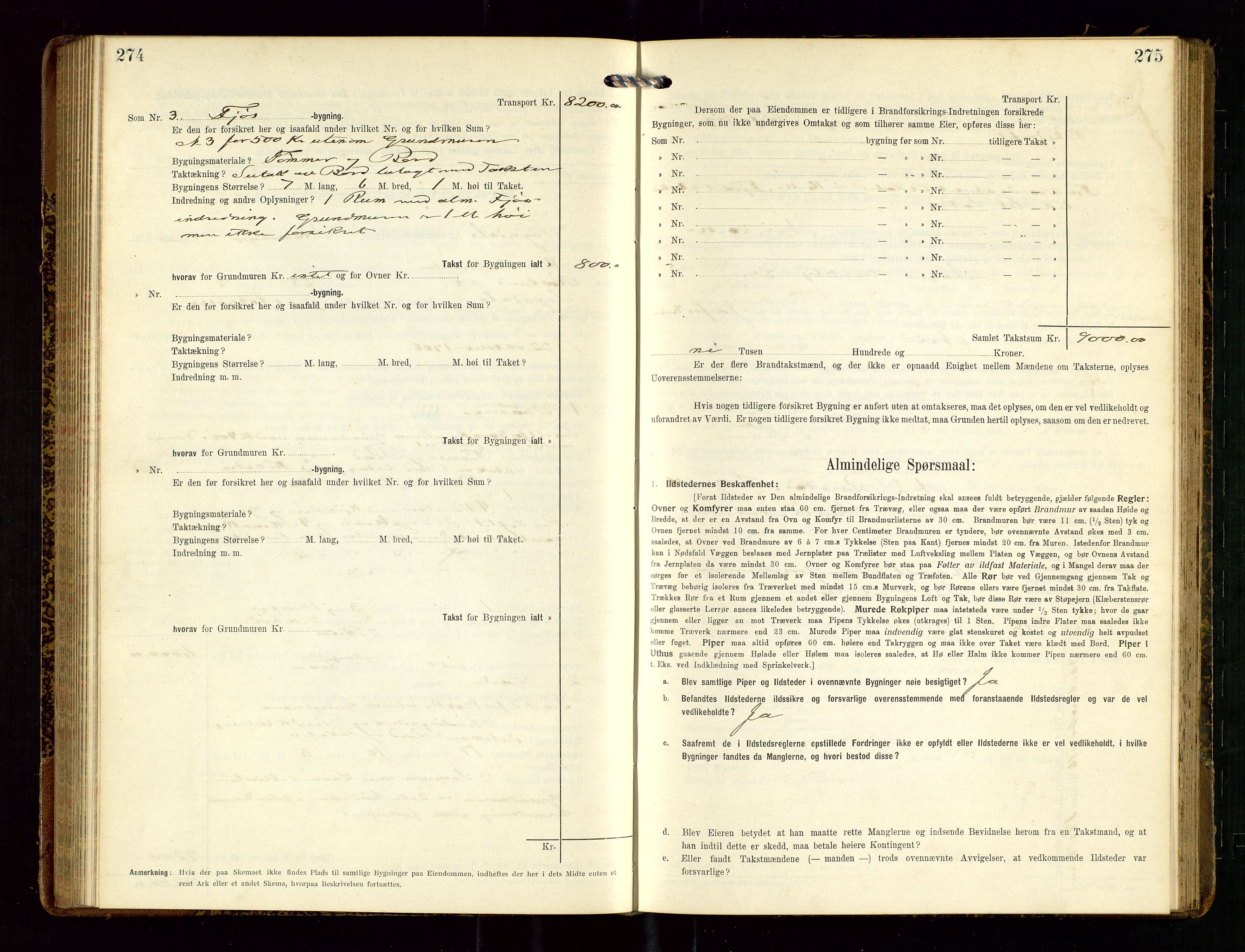 Sokndal lensmannskontor, AV/SAST-A-100417/Gob/L0003: "Brandtakst-Protokol", 1914-1917, p. 274-275