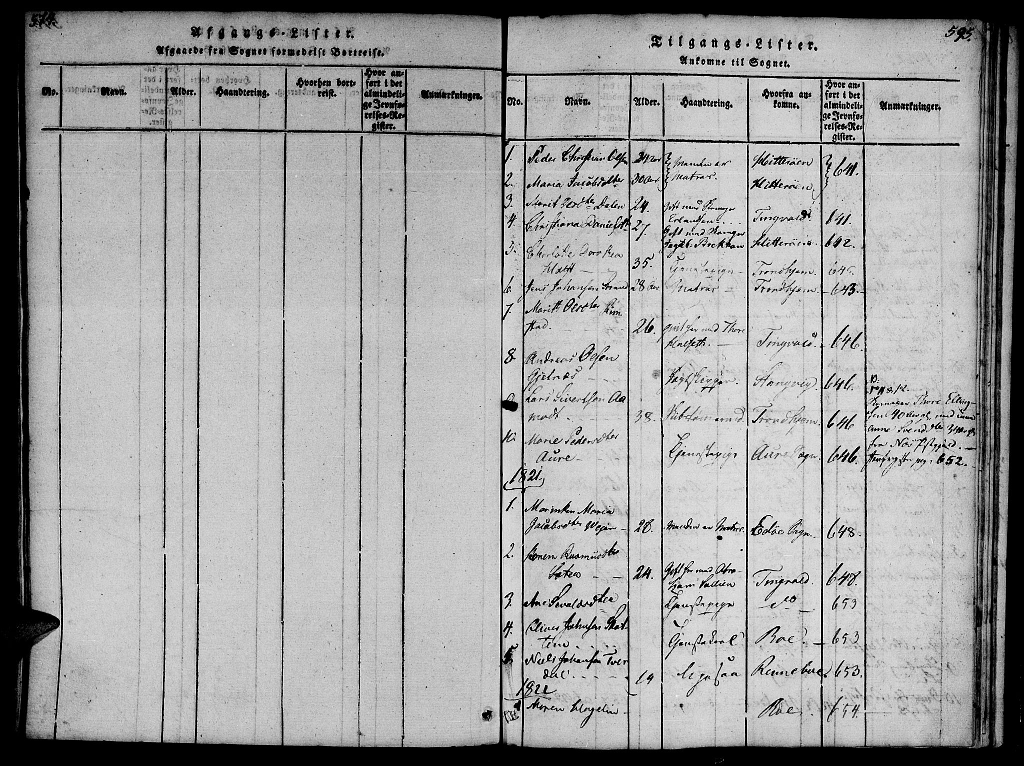 Ministerialprotokoller, klokkerbøker og fødselsregistre - Møre og Romsdal, SAT/A-1454/572/L0842: Parish register (official) no. 572A05, 1819-1832, p. 594-595