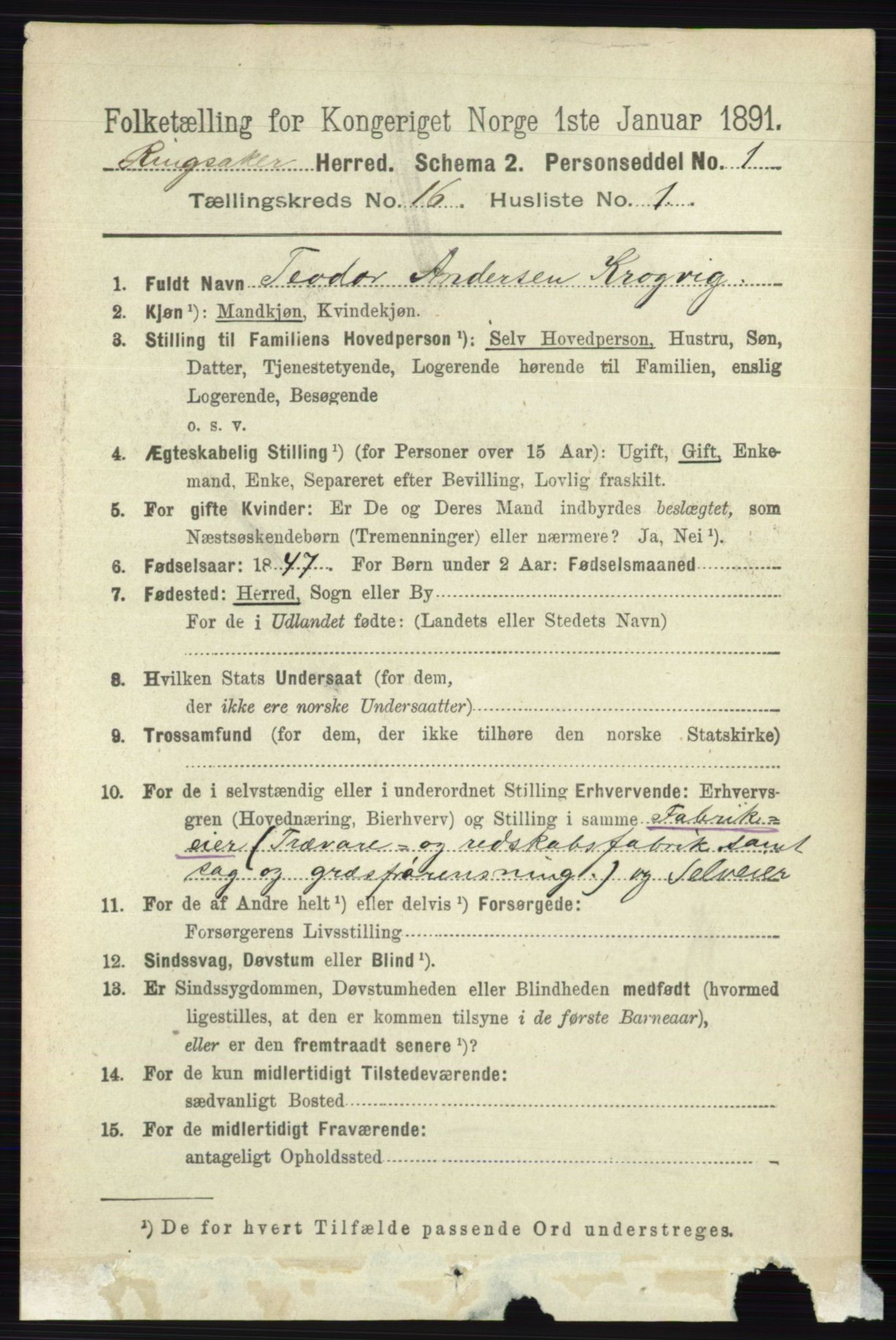 RA, 1891 census for 0412 Ringsaker, 1891, p. 9083
