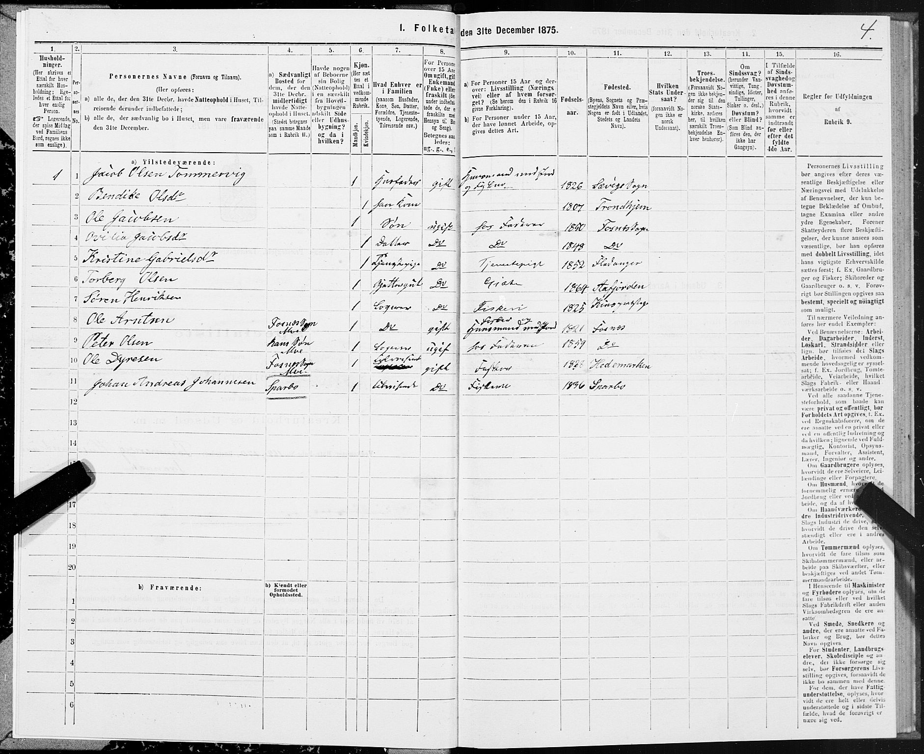 SAT, 1875 census for 1748P Fosnes, 1875, p. 1004