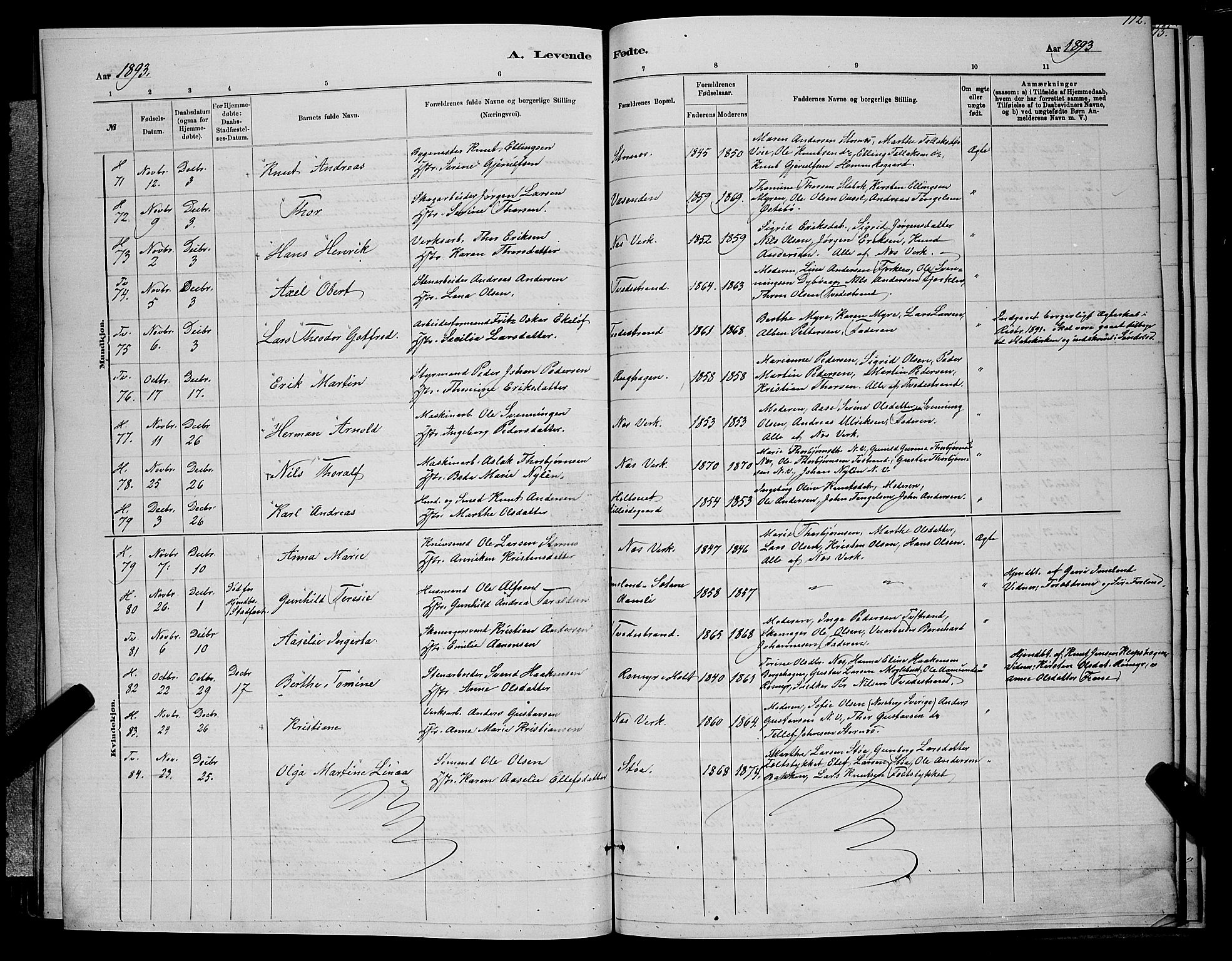 Holt sokneprestkontor, AV/SAK-1111-0021/F/Fb/L0010: Parish register (copy) no. B 10, 1883-1896, p. 112