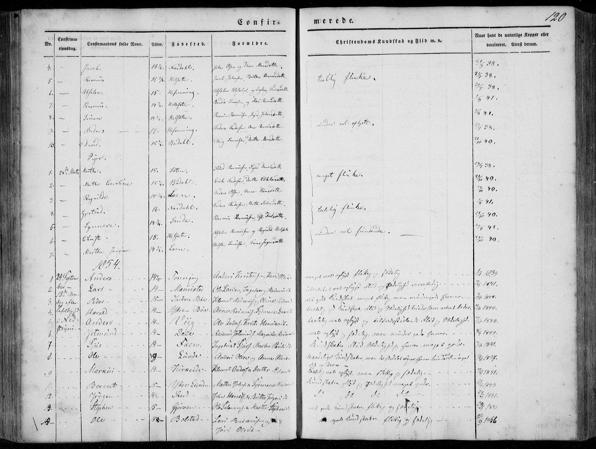 Stryn Sokneprestembete, SAB/A-82501: Parish register (official) no. A 2, 1844-1861, p. 120