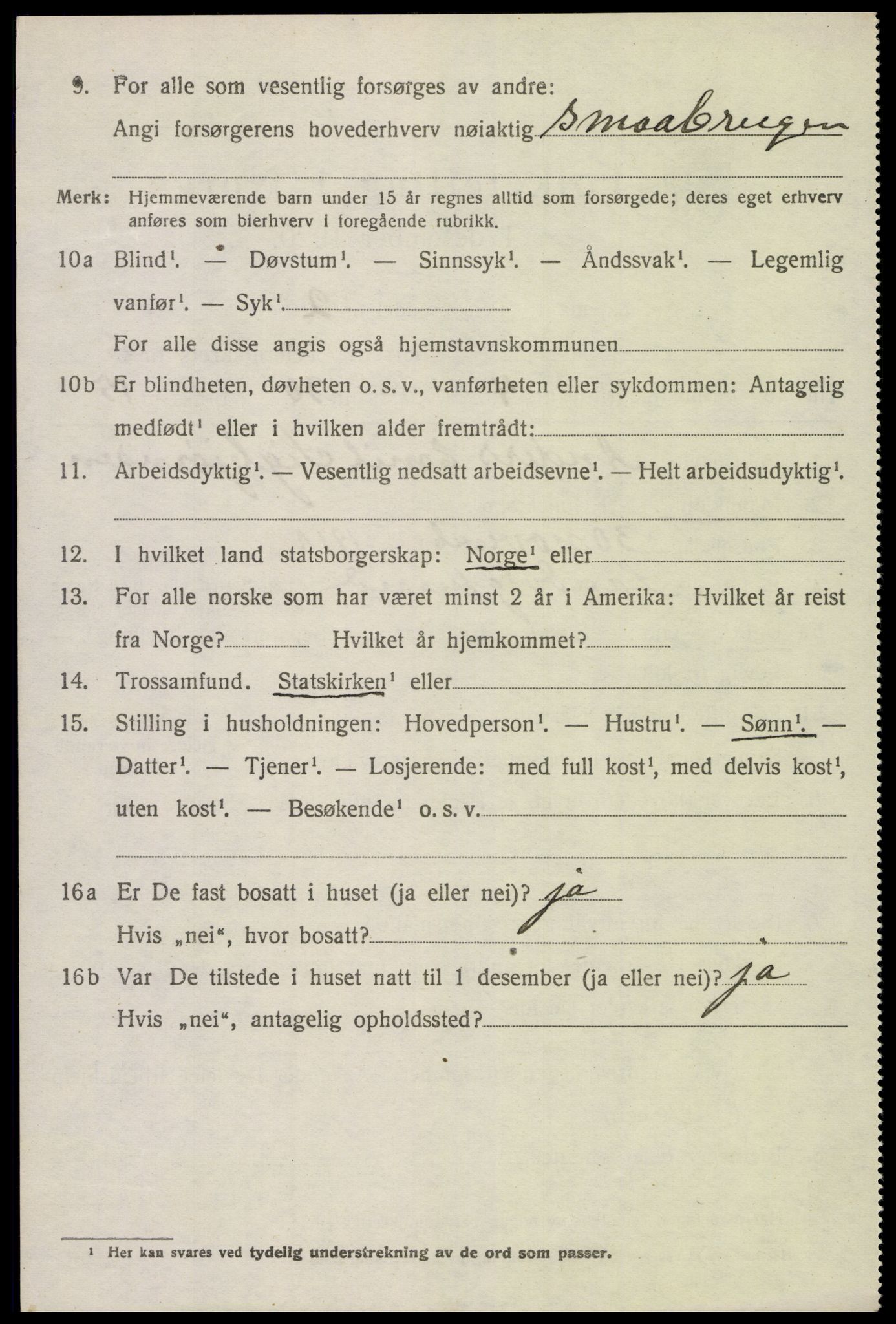 SAK, 1920 census for Vestre Moland, 1920, p. 4624