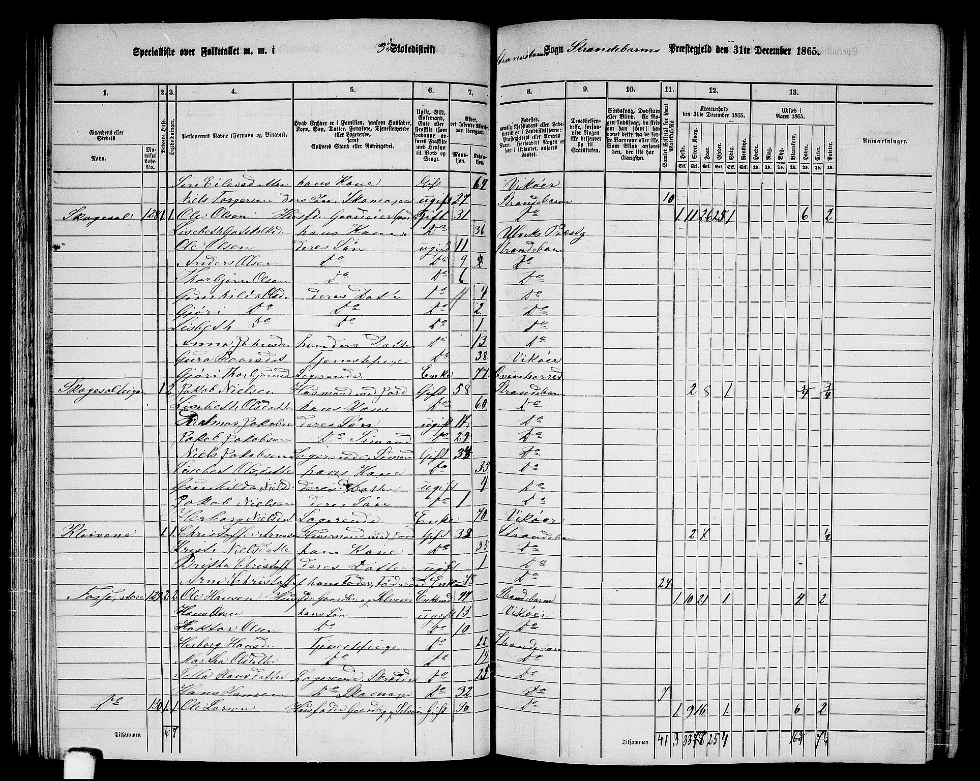 RA, 1865 census for Strandebarm, 1865, p. 78