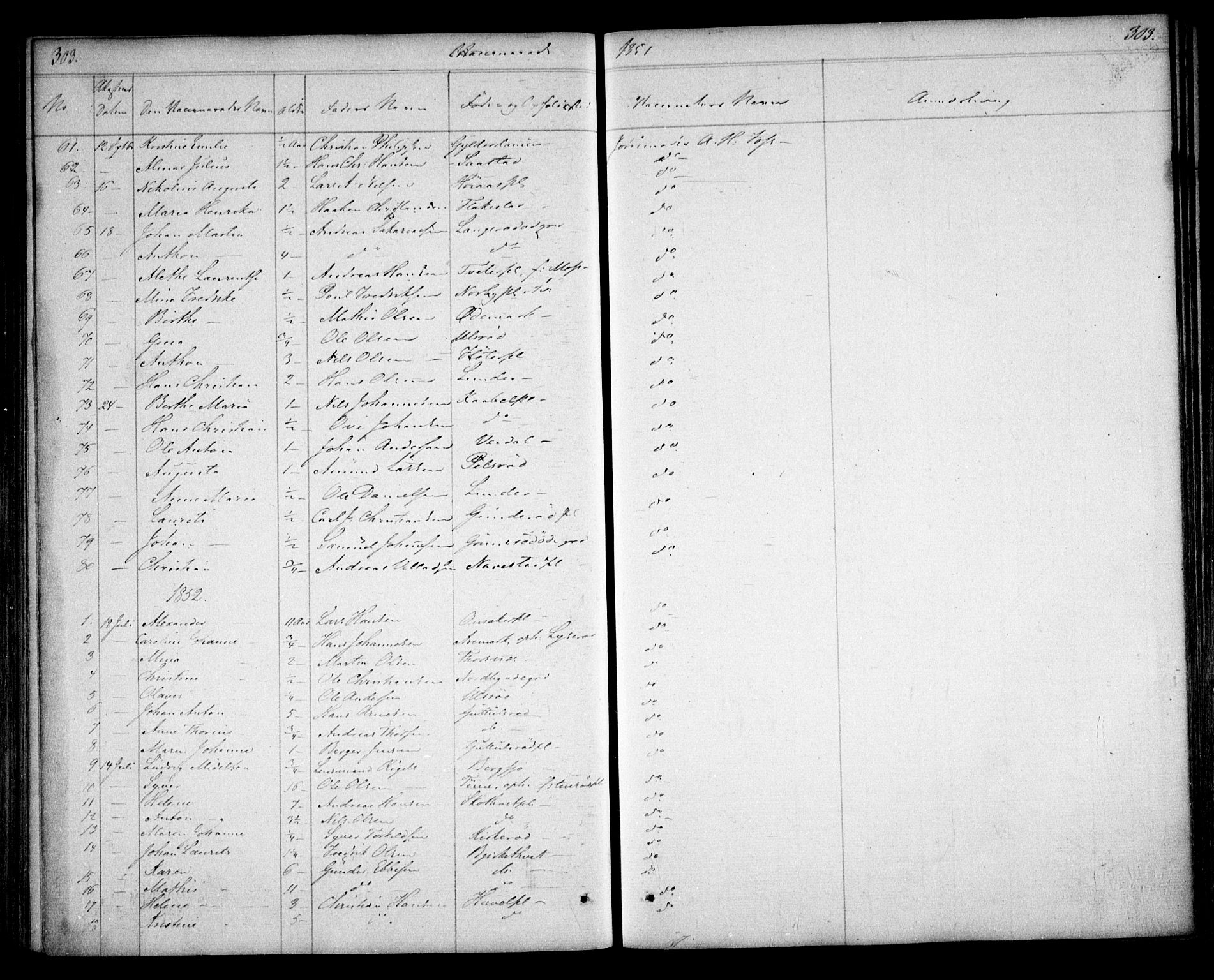 Våler prestekontor Kirkebøker, AV/SAO-A-11083/F/Fa/L0006: Parish register (official) no. I 6, 1840-1861, p. 303