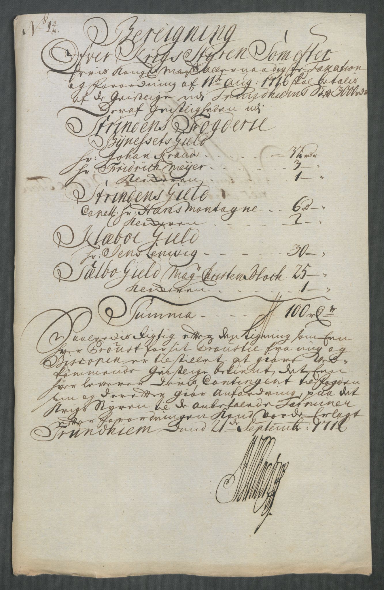 Rentekammeret inntil 1814, Reviderte regnskaper, Fogderegnskap, RA/EA-4092/R61/L4115: Fogderegnskap Strinda og Selbu, 1715-1716, p. 382