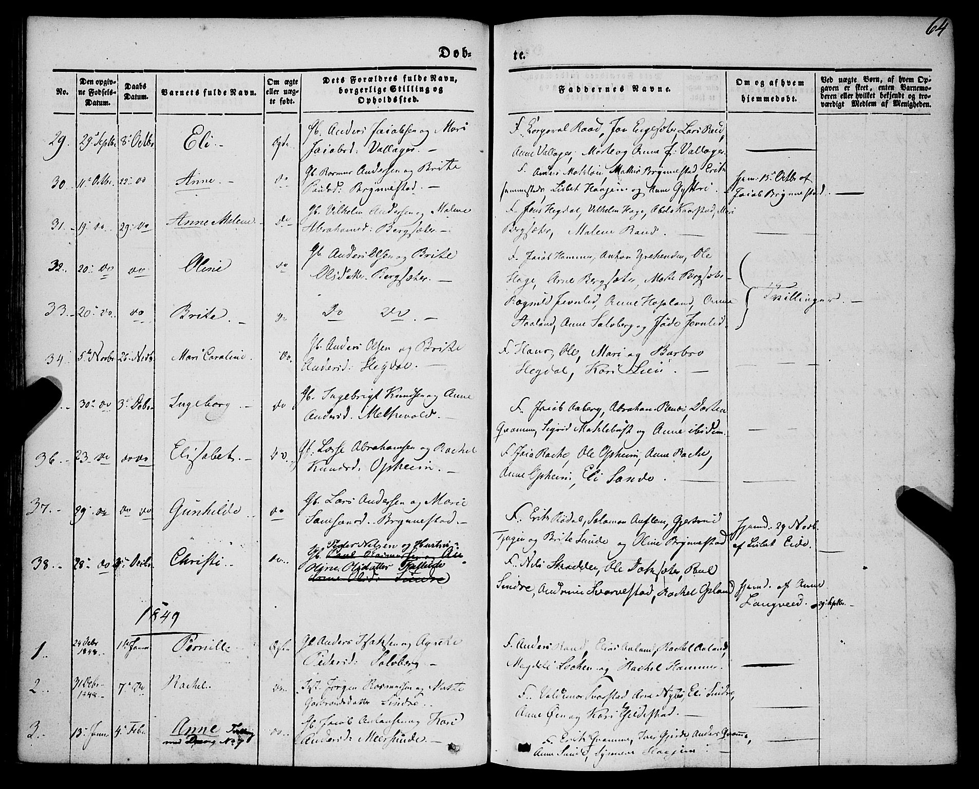 Innvik sokneprestembete, SAB/A-80501: Parish register (official) no. A 5, 1847-1865, p. 64