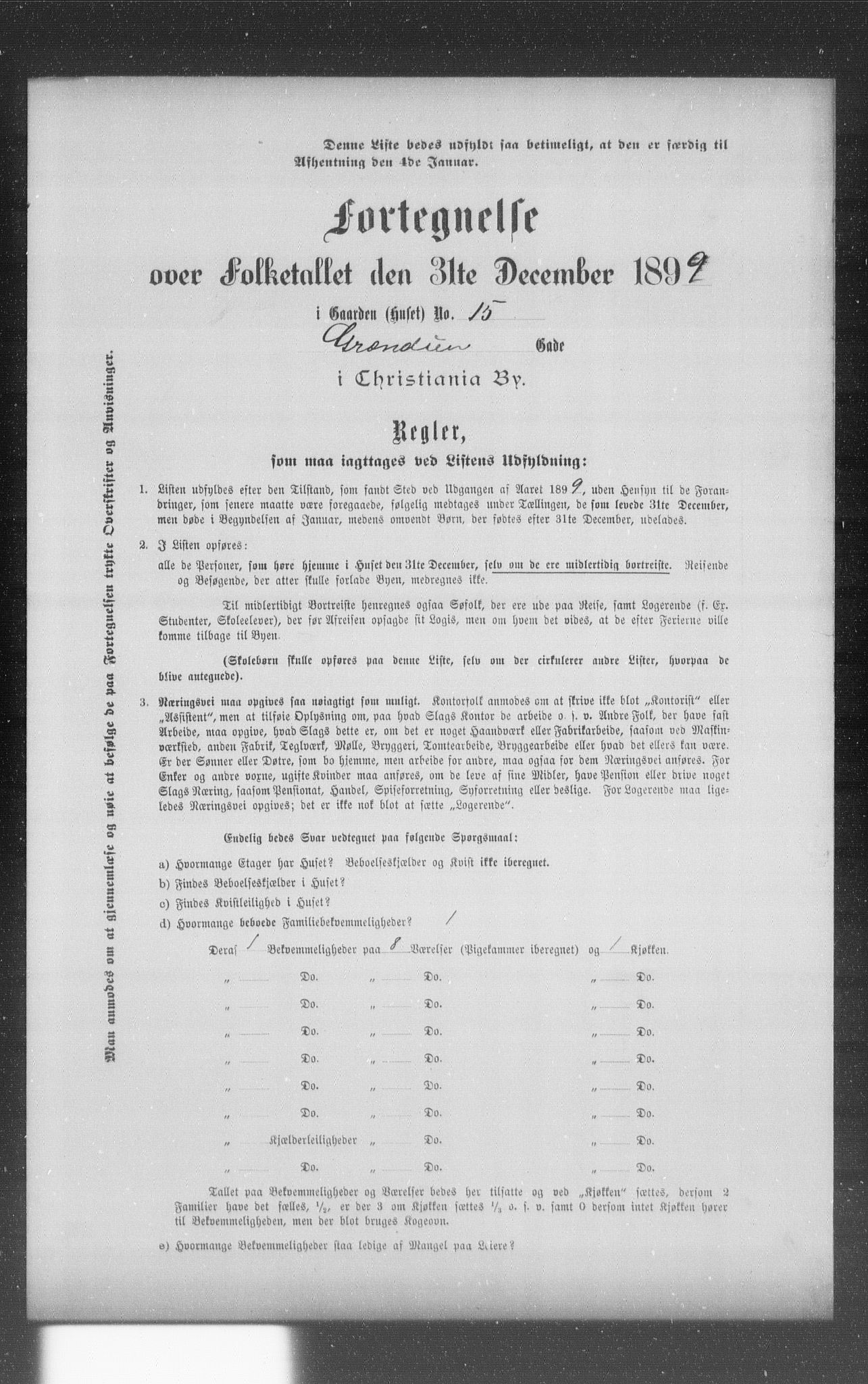 OBA, Municipal Census 1899 for Kristiania, 1899, p. 3977