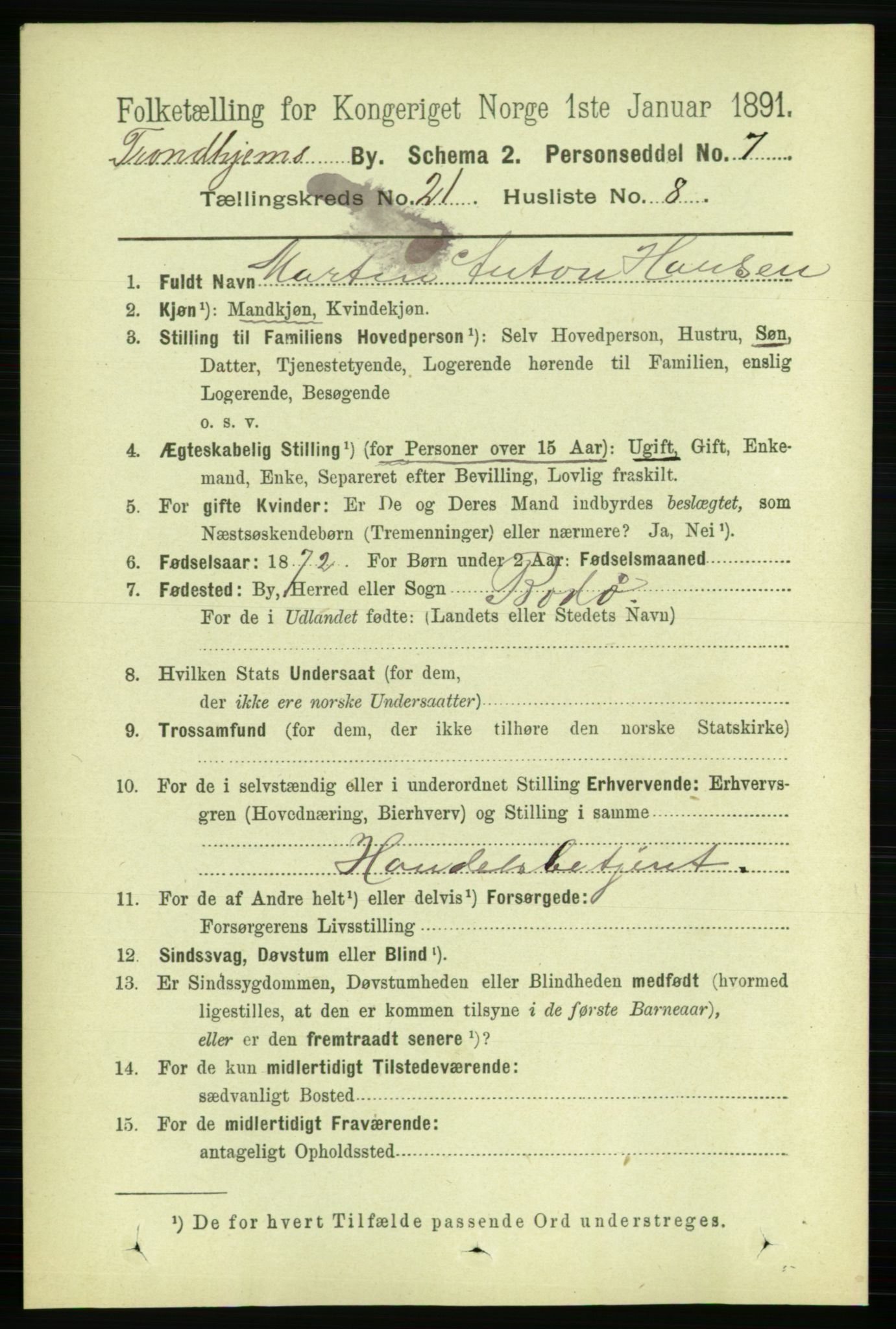 RA, 1891 census for 1601 Trondheim, 1891, p. 15949