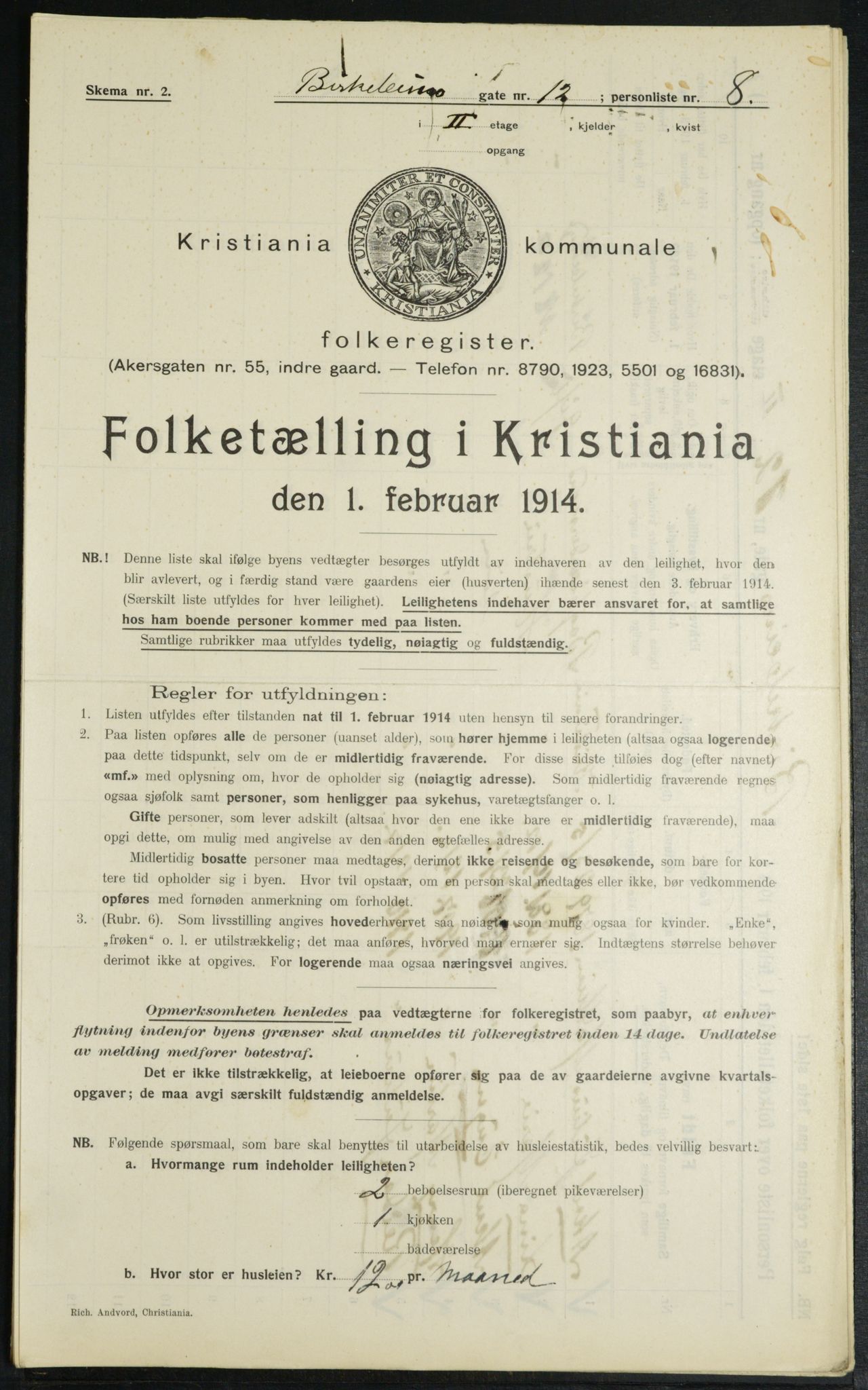 OBA, Municipal Census 1914 for Kristiania, 1914, p. 4976
