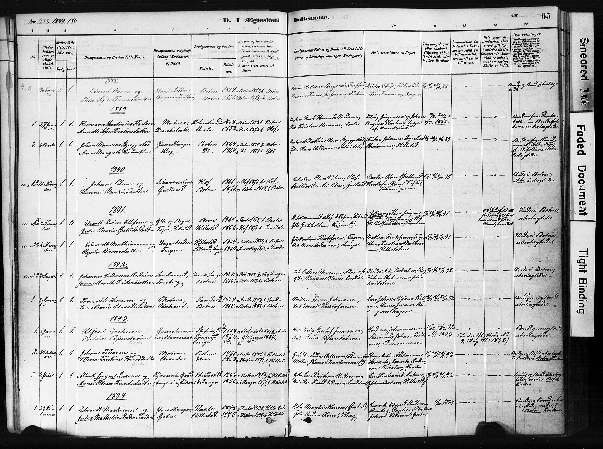 Botne kirkebøker, SAKO/A-340/F/Fb/L0001: Parish register (official) no. II 1, 1878-1902, p. 65