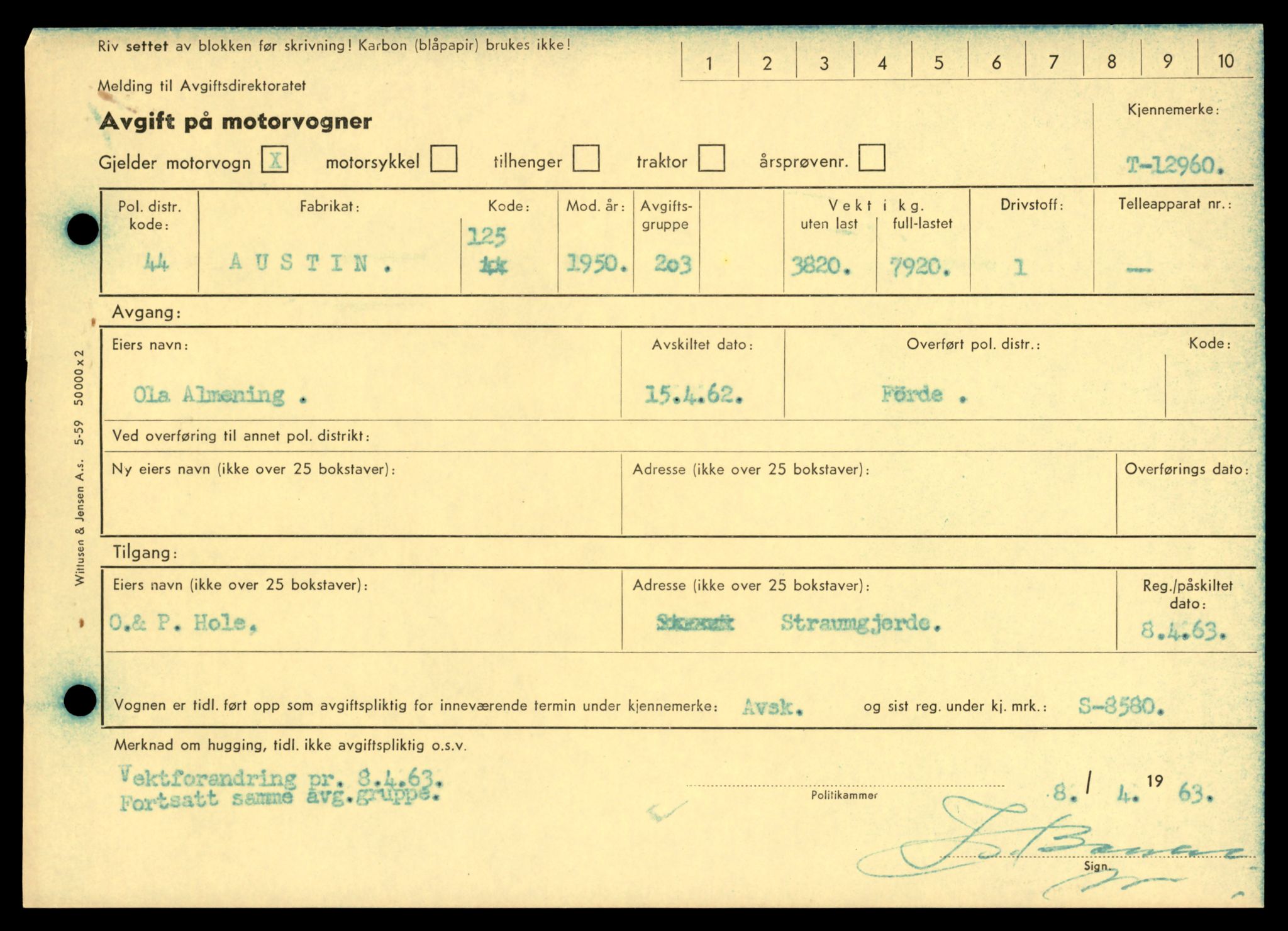 Møre og Romsdal vegkontor - Ålesund trafikkstasjon, SAT/A-4099/F/Fe/L0036: Registreringskort for kjøretøy T 12831 - T 13030, 1927-1998, p. 1935