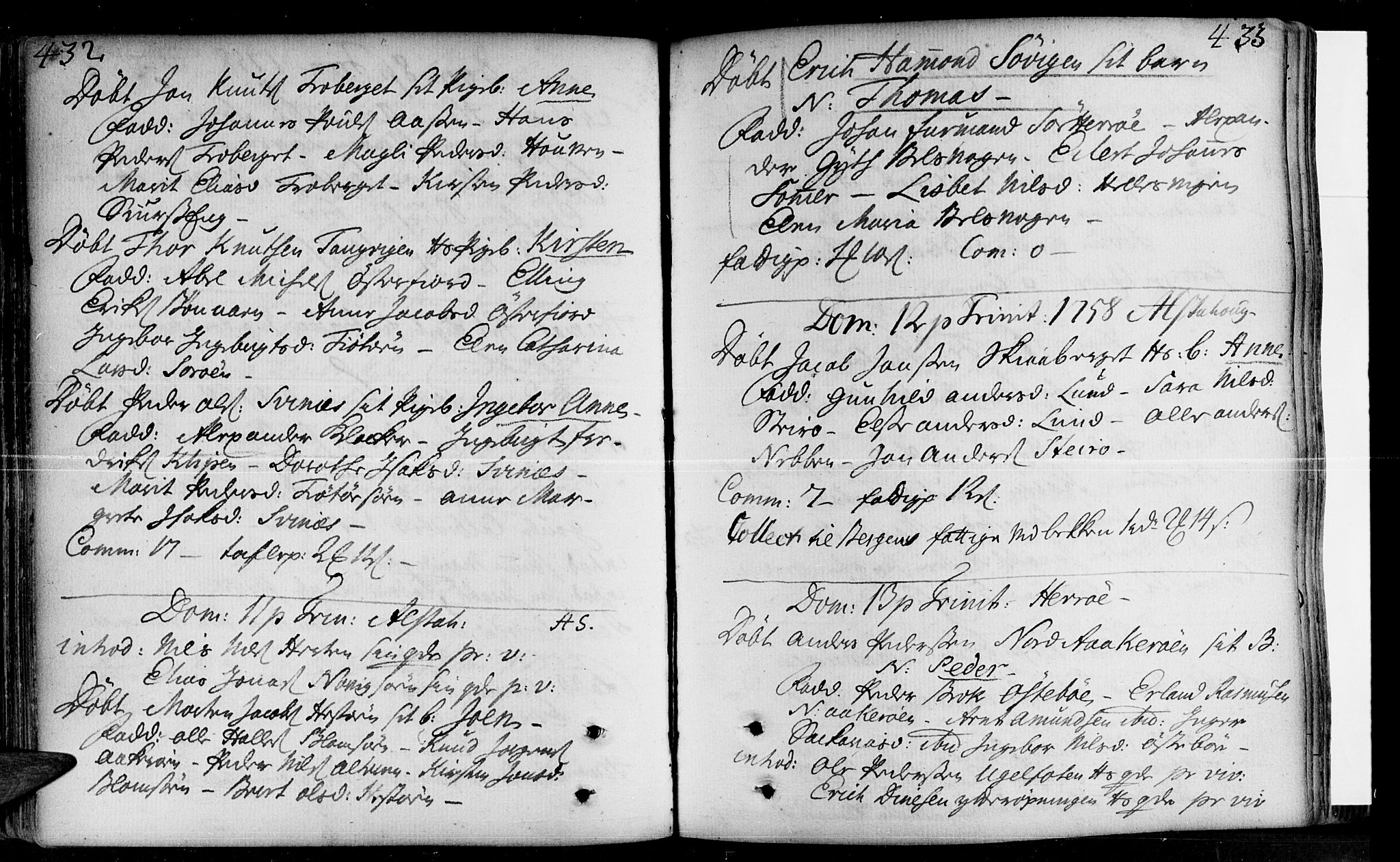 Ministerialprotokoller, klokkerbøker og fødselsregistre - Nordland, SAT/A-1459/830/L0435: Parish register (official) no. 830A04, 1737-1768, p. 432-433