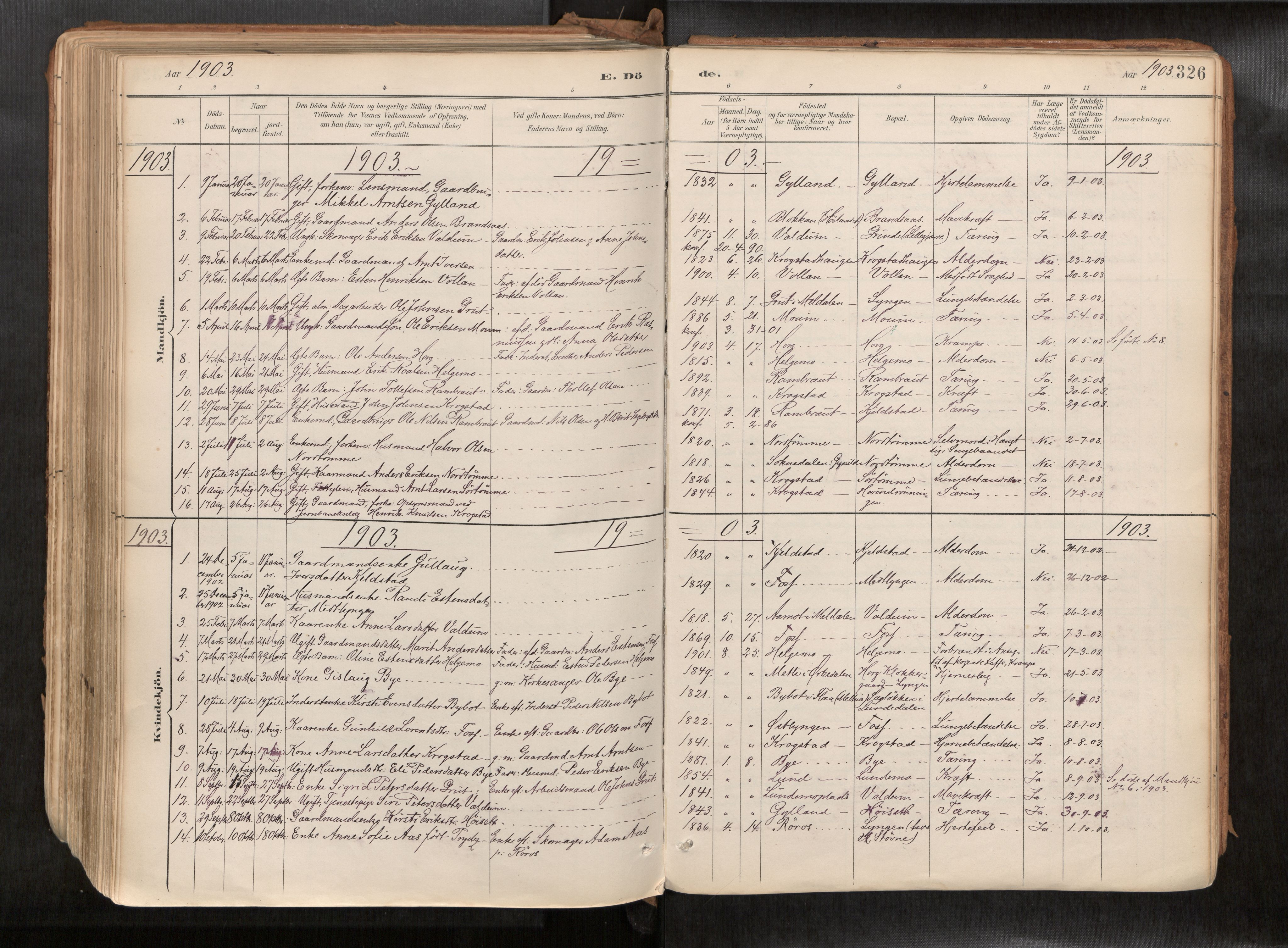 Ministerialprotokoller, klokkerbøker og fødselsregistre - Sør-Trøndelag, SAT/A-1456/692/L1105b: Parish register (official) no. 692A06, 1891-1934, p. 326