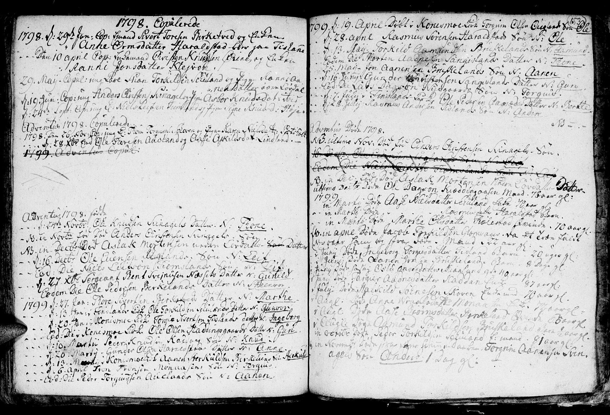 Holum sokneprestkontor, SAK/1111-0022/F/Fb/Fba/L0001: Parish register (copy) no. B 1 /3, 1770-1802, p. 153