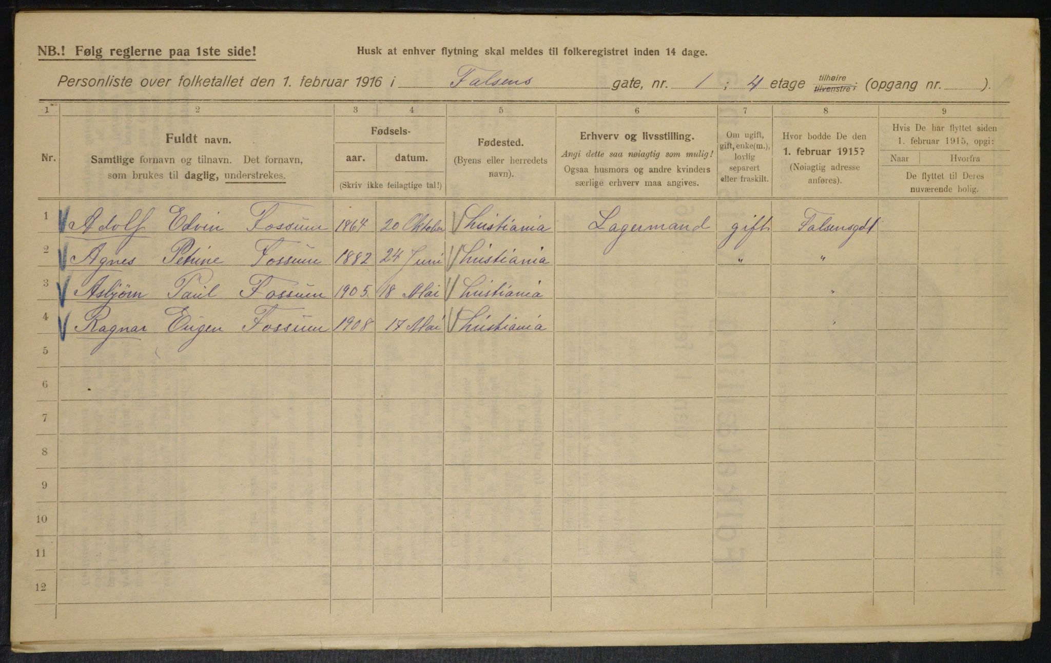 OBA, Municipal Census 1916 for Kristiania, 1916, p. 23636