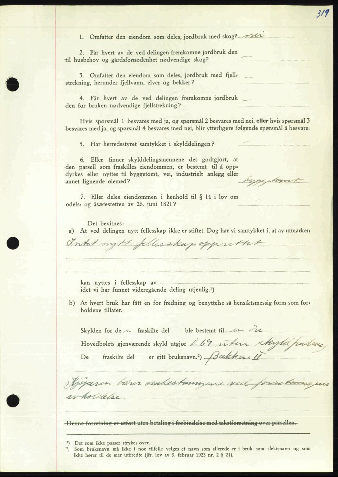 Nordmøre sorenskriveri, AV/SAT-A-4132/1/2/2Ca: Mortgage book no. A105, 1947-1947, Diary no: : 1485/1947