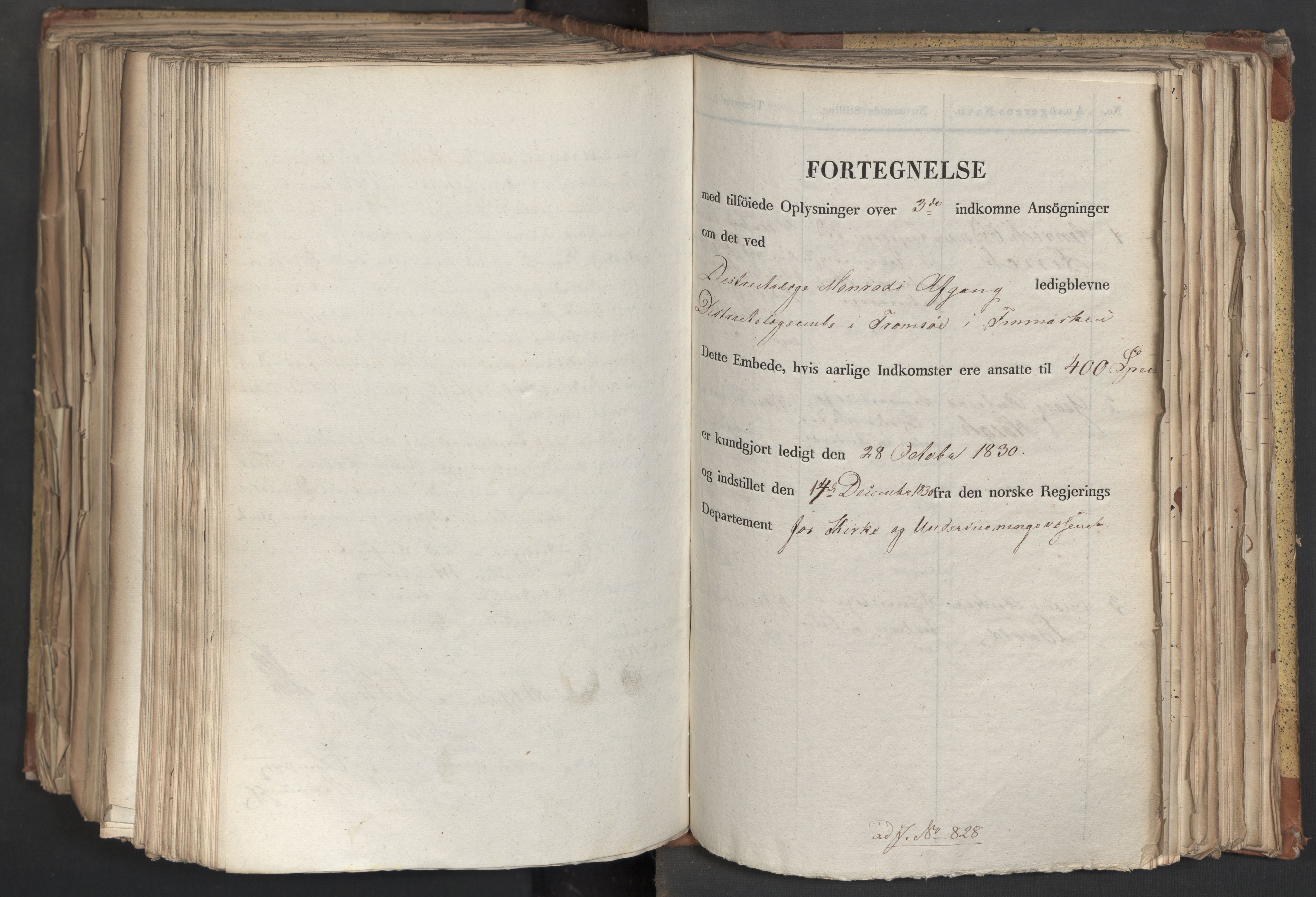 Statsrådsavdelingen i Stockholm, AV/RA-S-1003/D/Da/L0068: Regjeringsinnstillinger nr. 660-876, 1830, p. 576