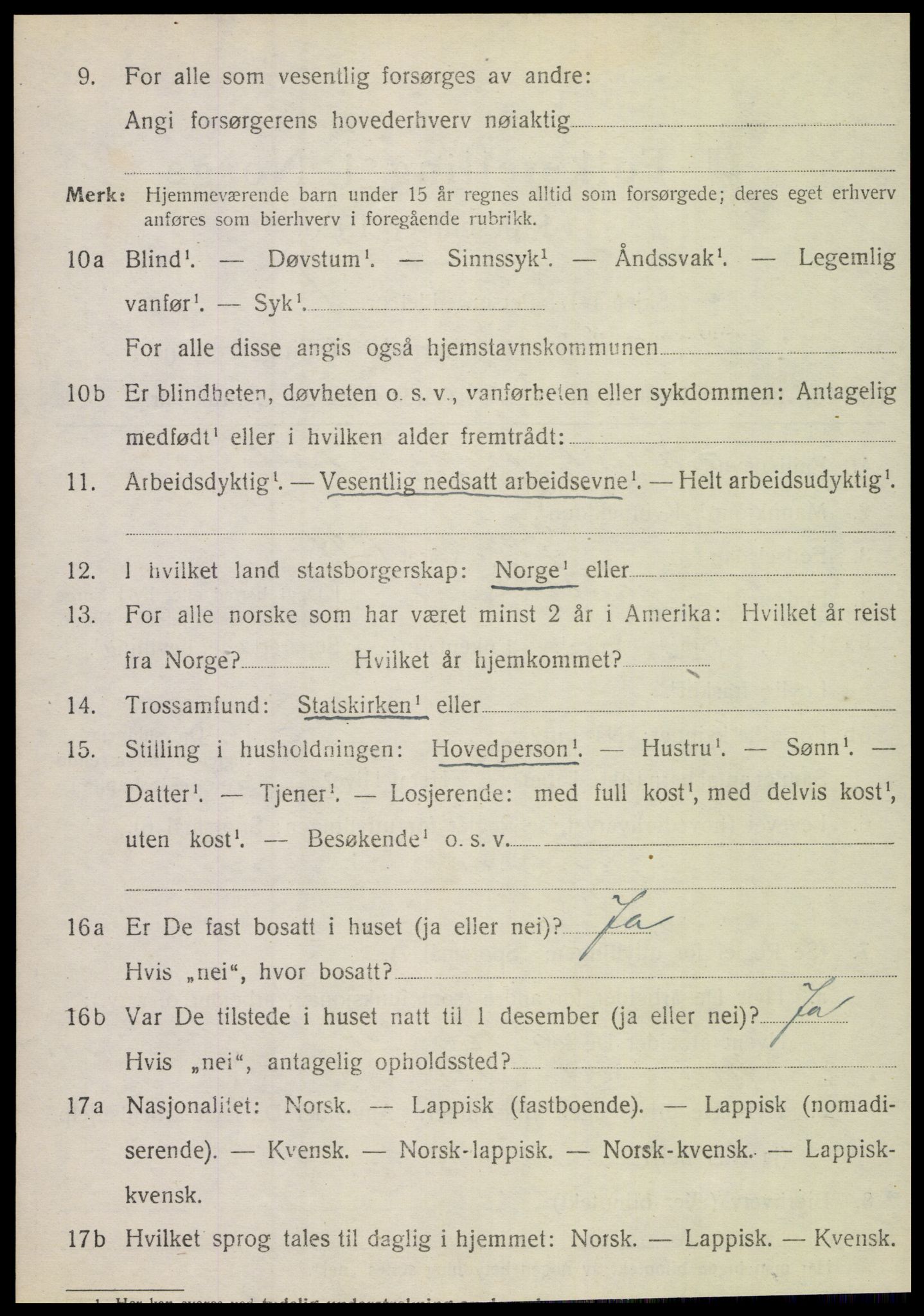 SAT, 1920 census for Fauske, 1920, p. 10827