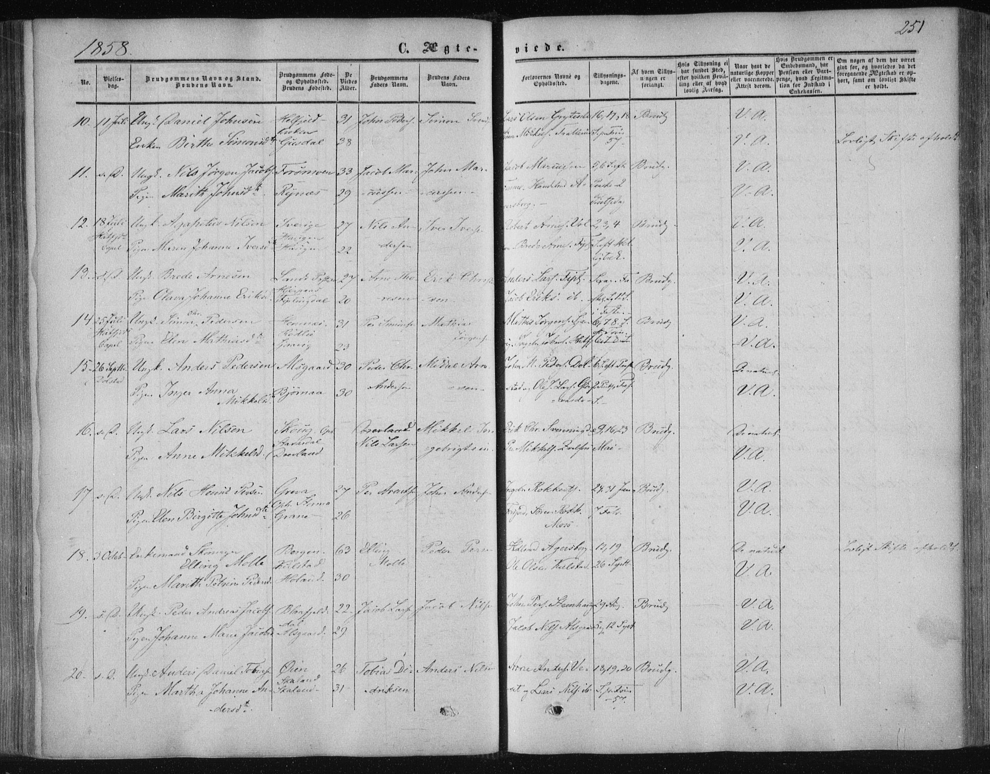 Ministerialprotokoller, klokkerbøker og fødselsregistre - Nordland, SAT/A-1459/820/L0293: Parish register (official) no. 820A14, 1855-1865, p. 251