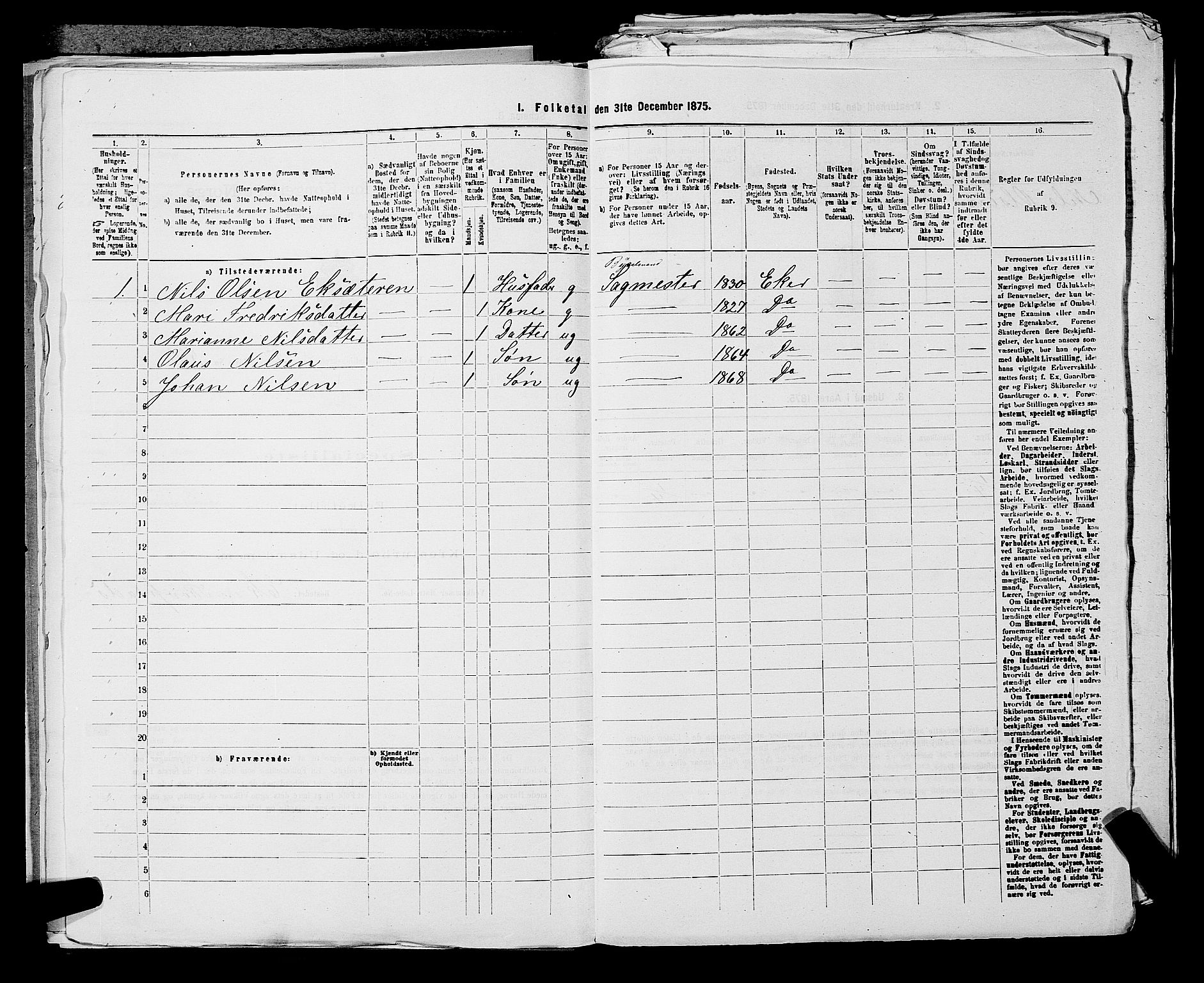 SAKO, 1875 census for 0626P Lier, 1875, p. 934