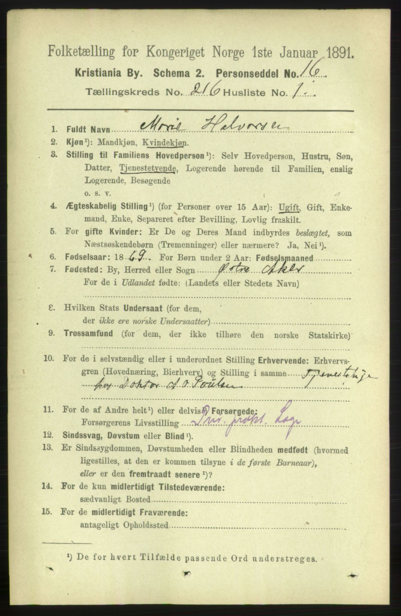 RA, 1891 census for 0301 Kristiania, 1891, p. 128036