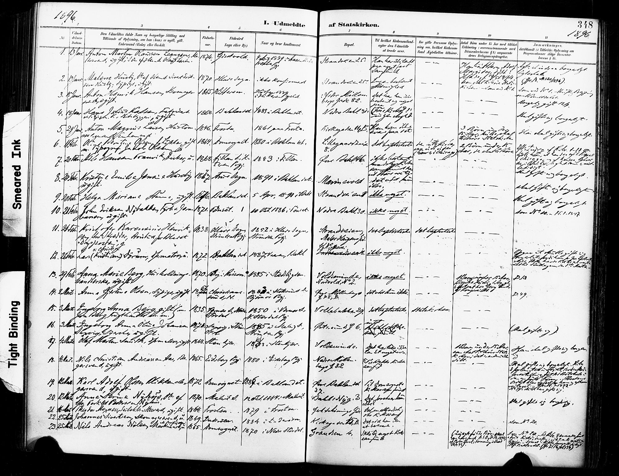 Ministerialprotokoller, klokkerbøker og fødselsregistre - Sør-Trøndelag, SAT/A-1456/604/L0198: Parish register (official) no. 604A19, 1893-1900, p. 348