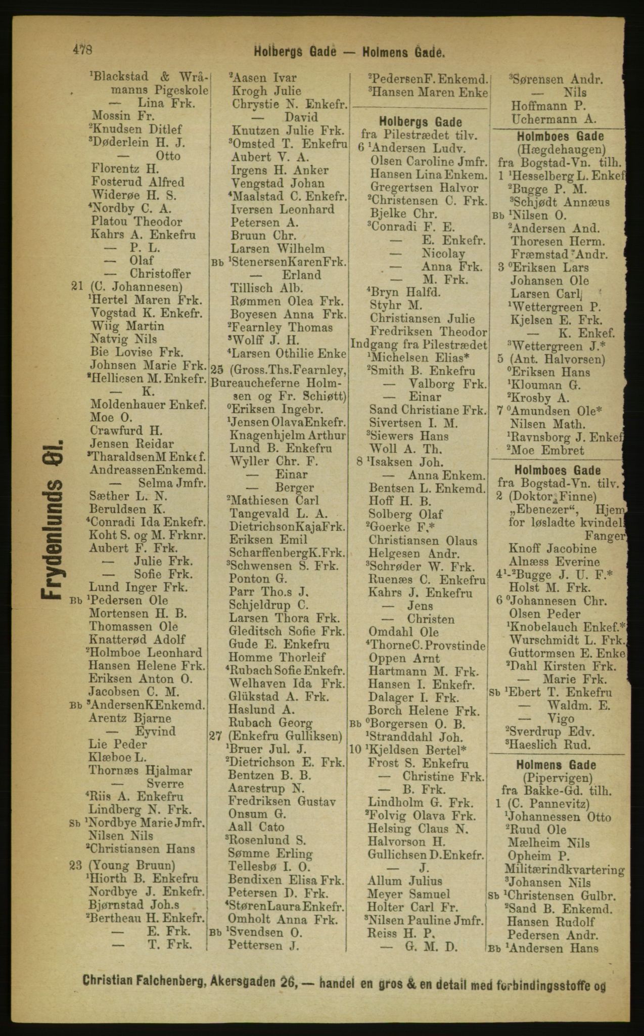 Kristiania/Oslo adressebok, PUBL/-, 1889, p. 478