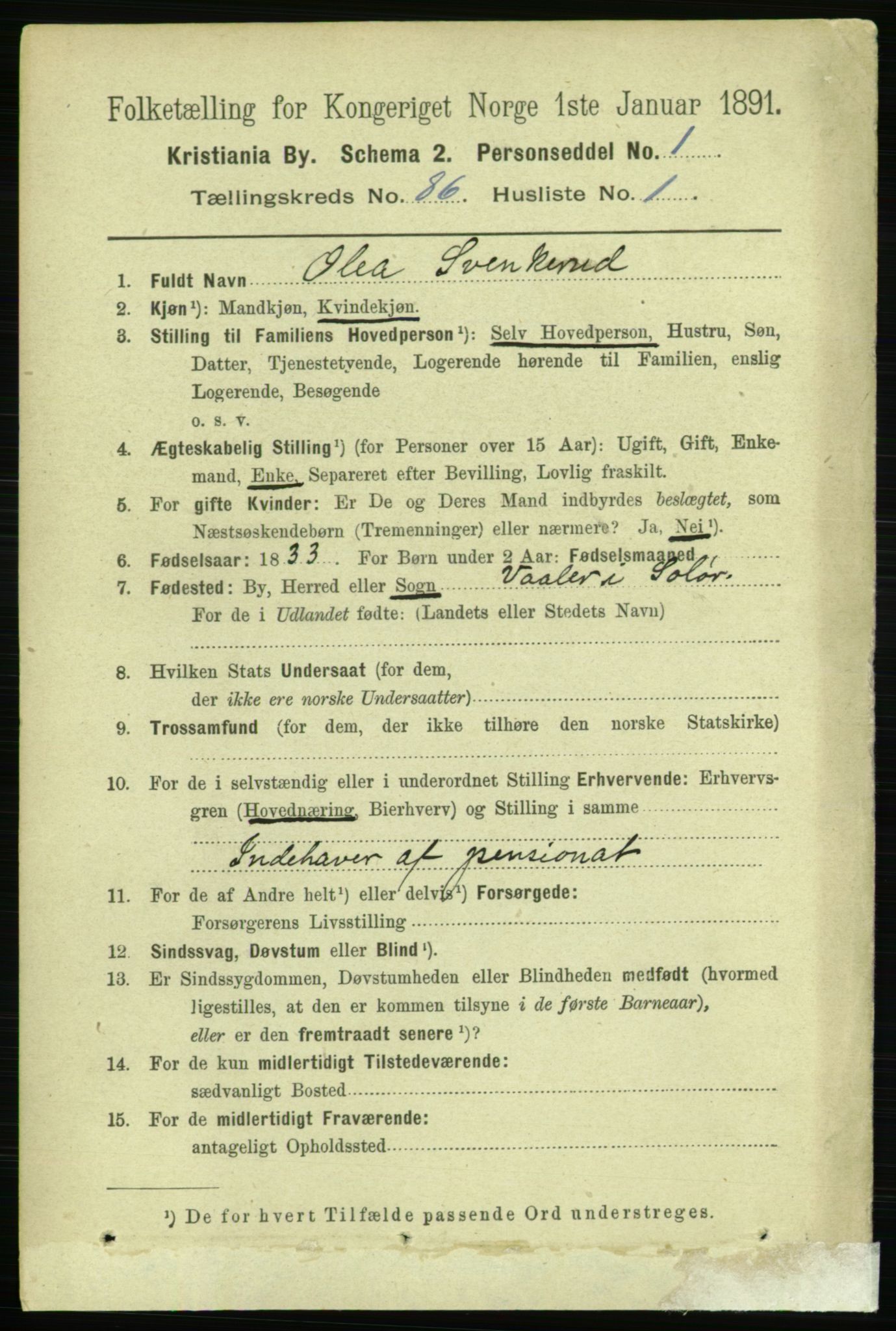 RA, 1891 census for 0301 Kristiania, 1891, p. 43016