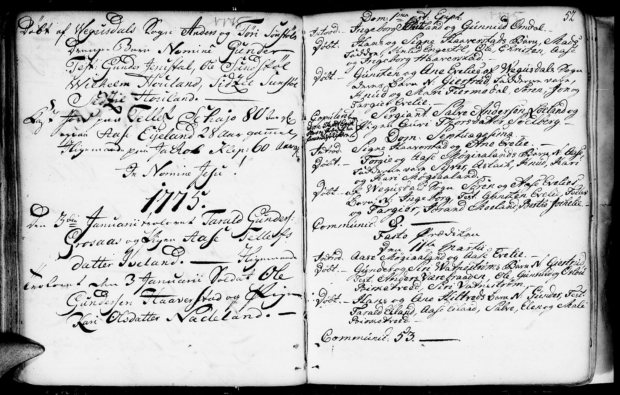 Evje sokneprestkontor, AV/SAK-1111-0008/F/Fa/Fac/L0002: Parish register (official) no. A 2, 1765-1816, p. 52