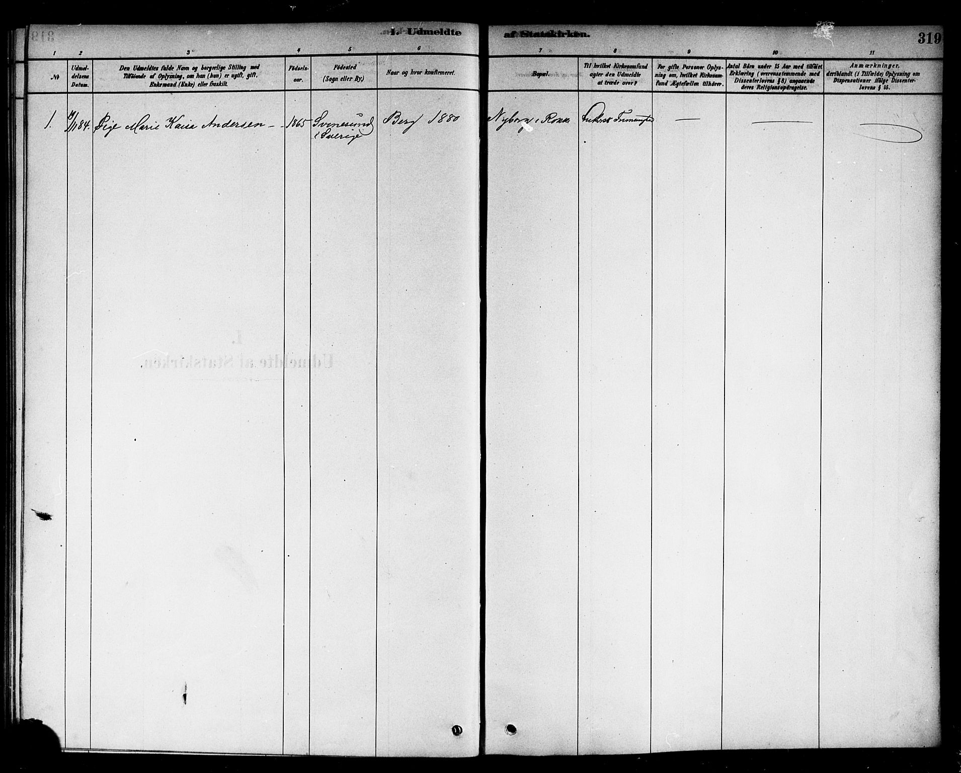 Berg prestekontor Kirkebøker, SAO/A-10902/F/Fc/L0001: Parish register (official) no. III 1, 1878-1887, p. 319
