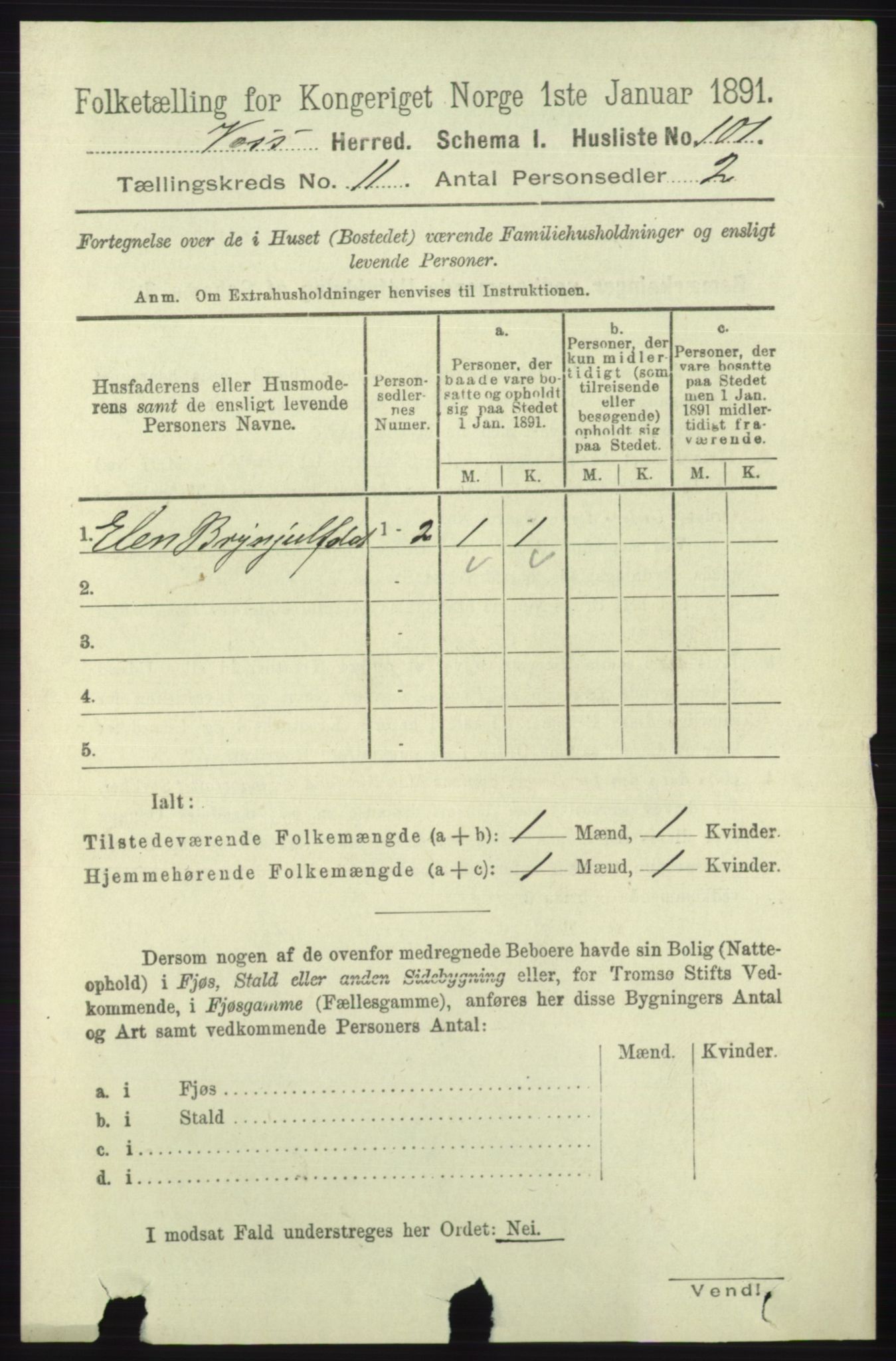 RA, 1891 census for 1235 Voss, 1891, p. 5825