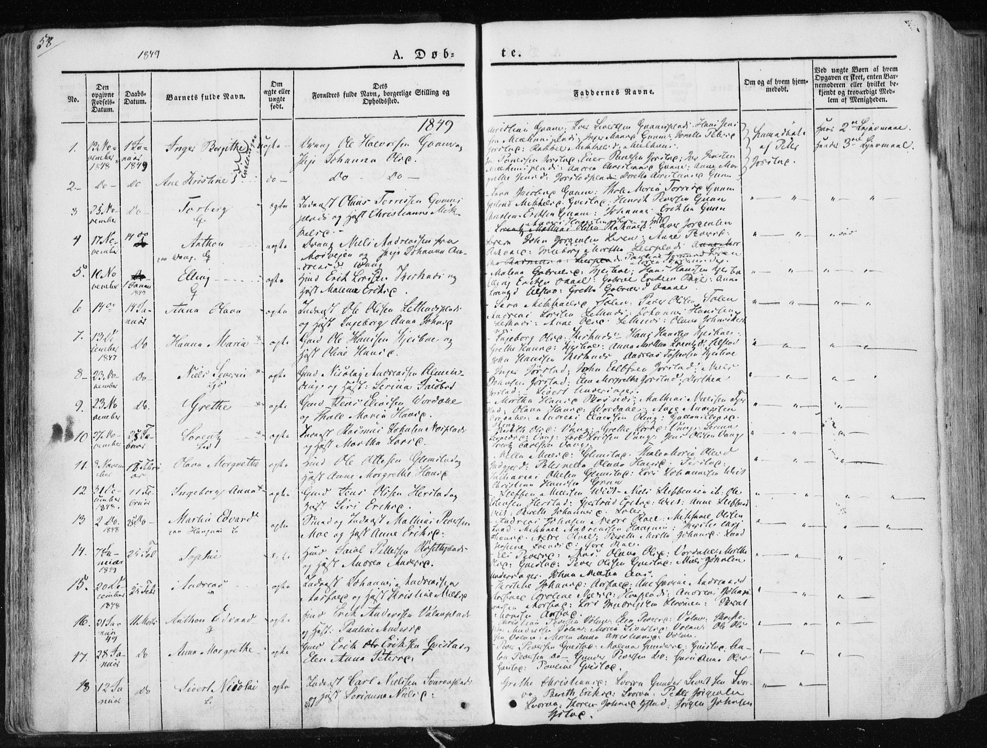 Ministerialprotokoller, klokkerbøker og fødselsregistre - Nord-Trøndelag, SAT/A-1458/730/L0280: Parish register (official) no. 730A07 /1, 1840-1854, p. 58
