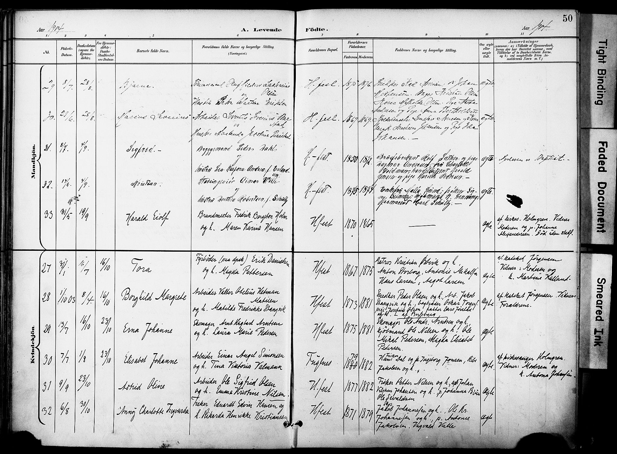 Hammerfest sokneprestkontor, AV/SATØ-S-1347/H/Ha/L0010.kirke: Parish register (official) no. 10, 1898-1905, p. 50